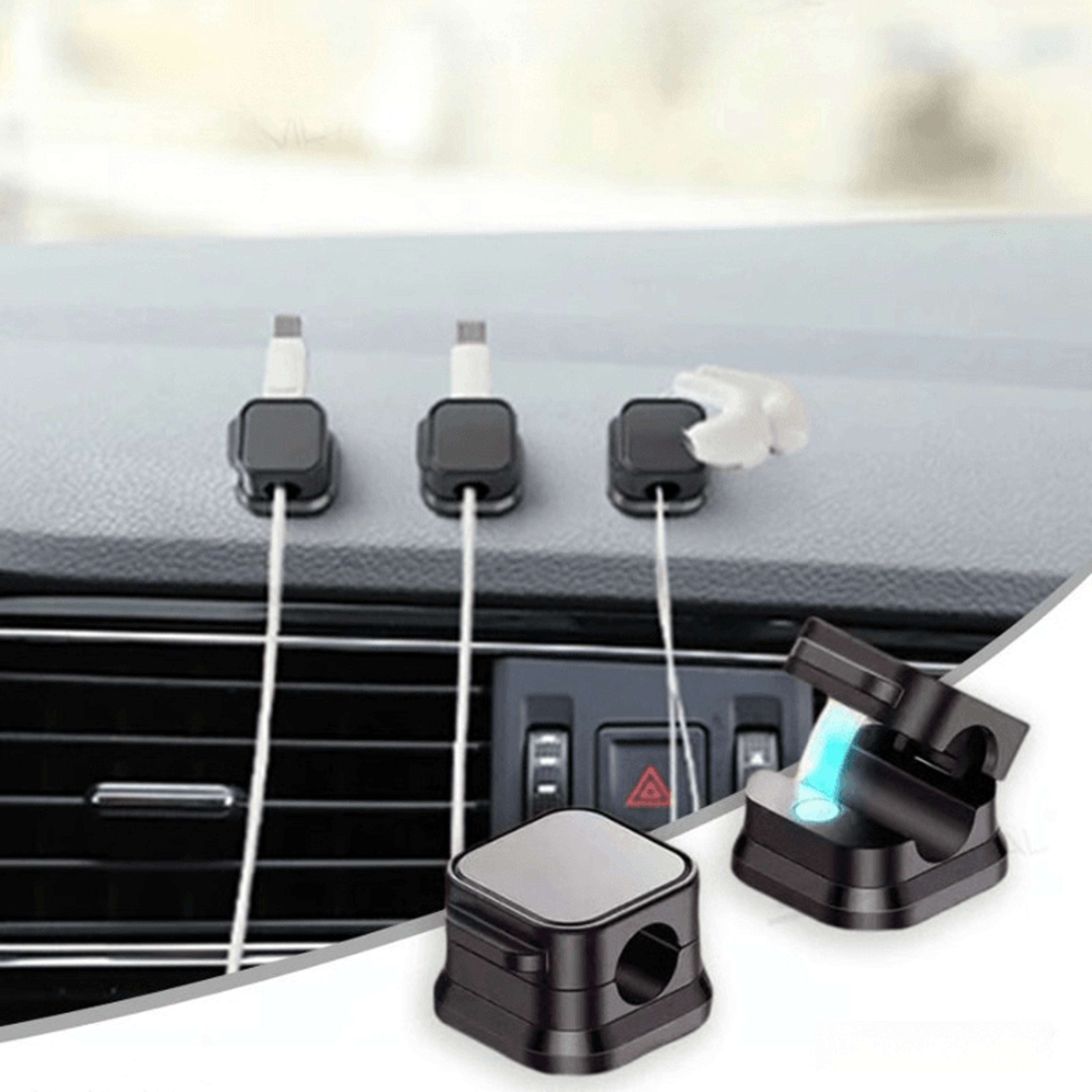 magnetic cable management system, 10-piece set for car, office & home