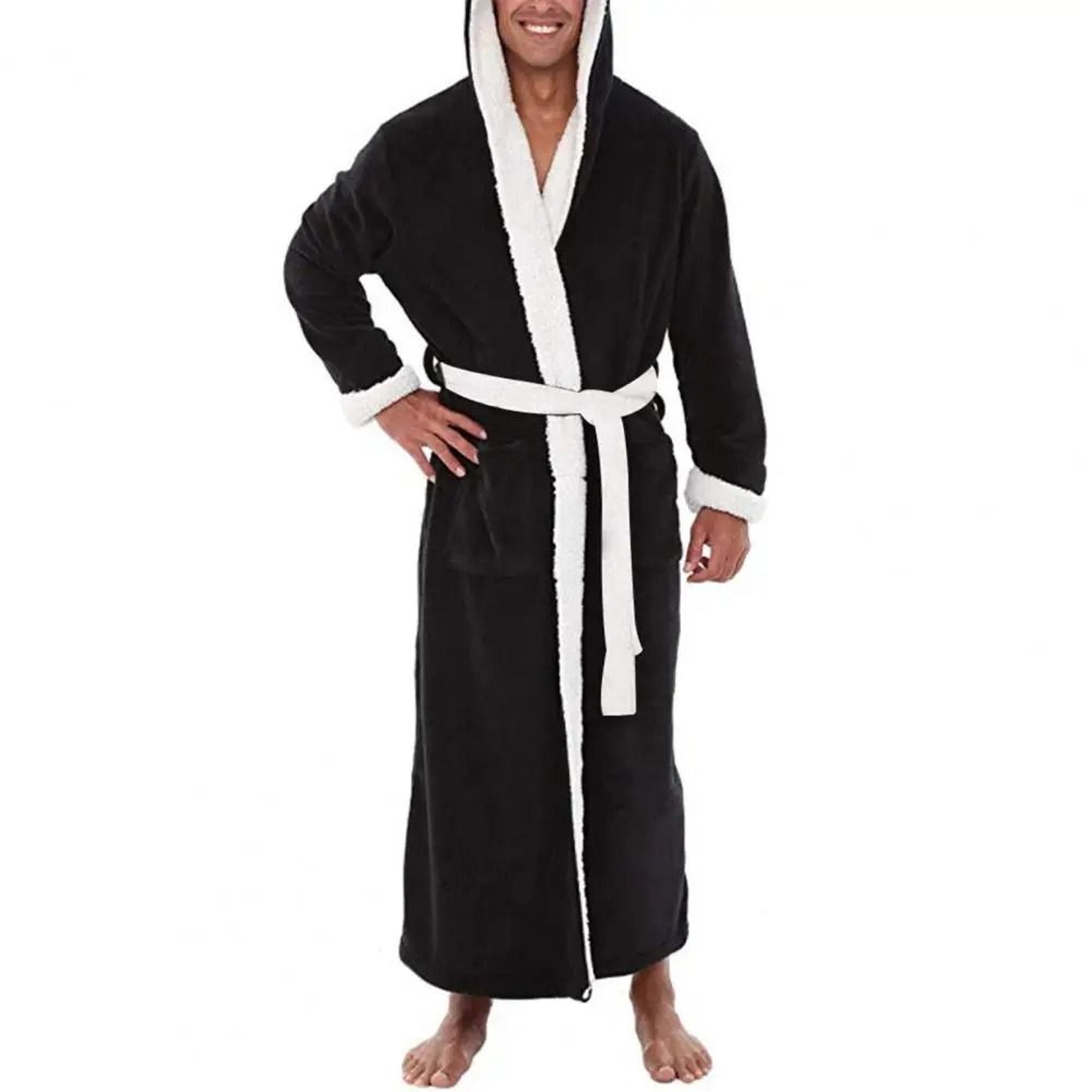 Mens ColorBlock Coral Fleece Bathrobe  Professional AutumnWinter Plush Home Gown  Sleepwear System 7