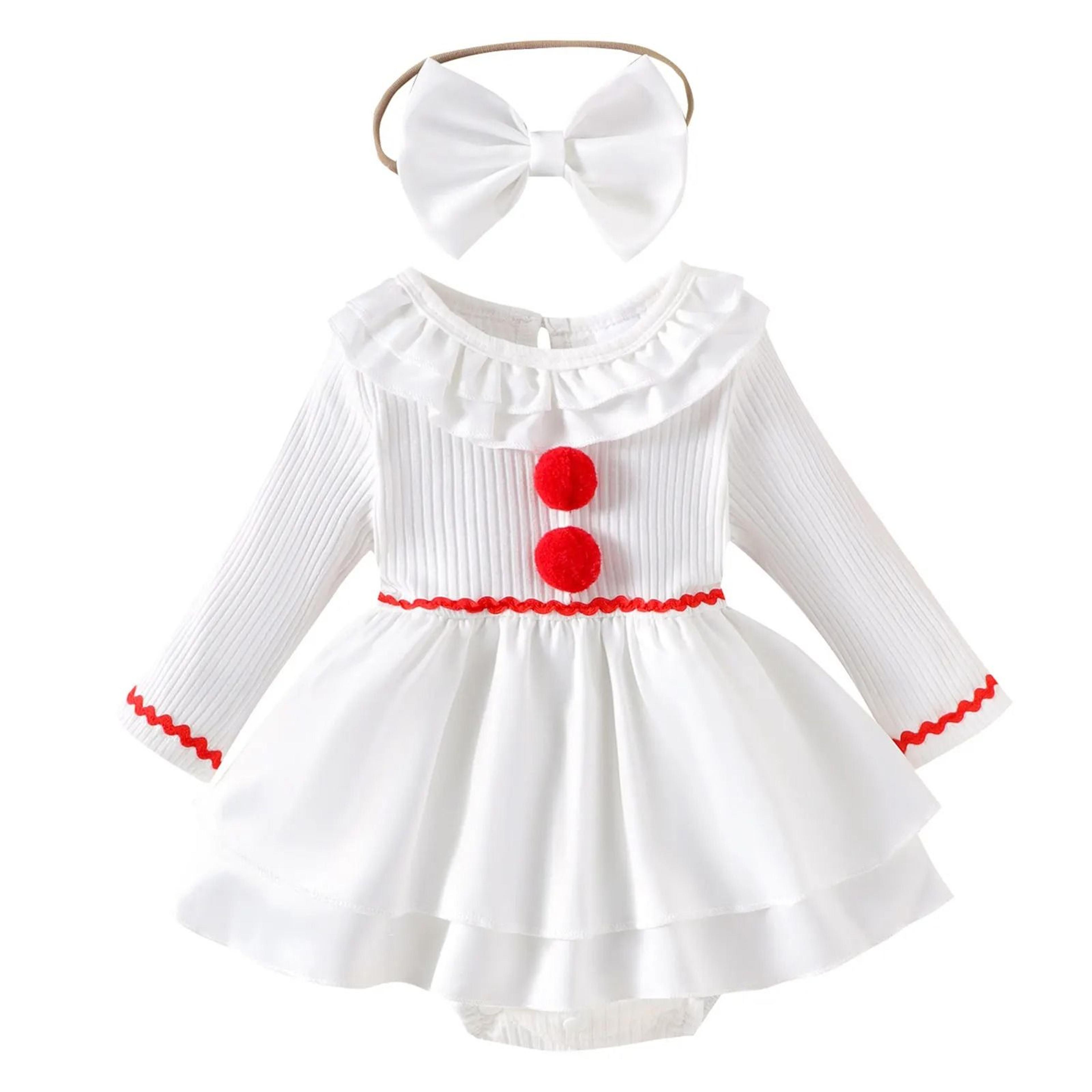 Baby Girl Creepy Clown Cosplay Costume  Premium Layered Gray Joker Dress Romper  Halloween Party Ou 7