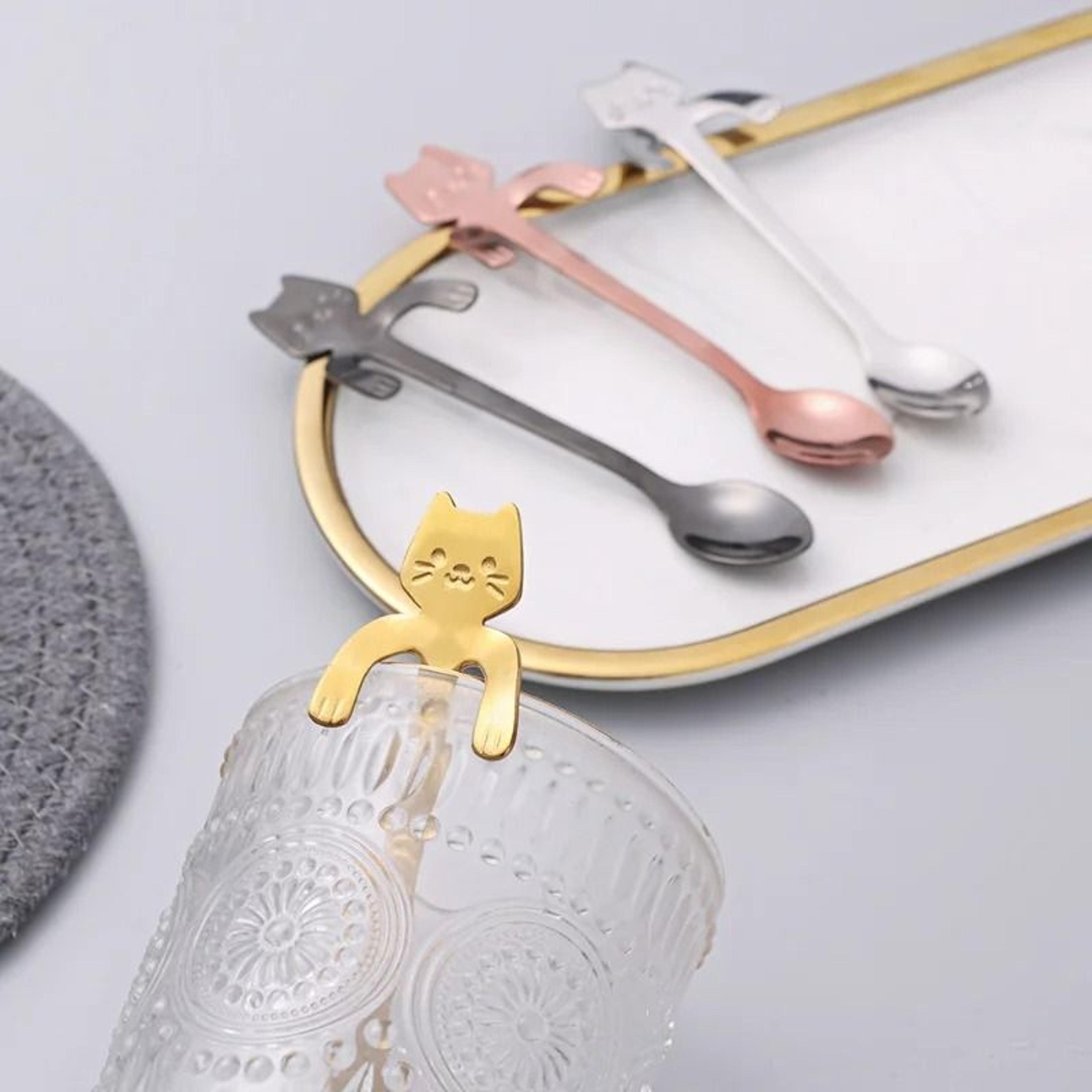 Mini Cute Cat Coffee Spoon Stainless Steel Teaspoon Dessert Snack Scoop 2