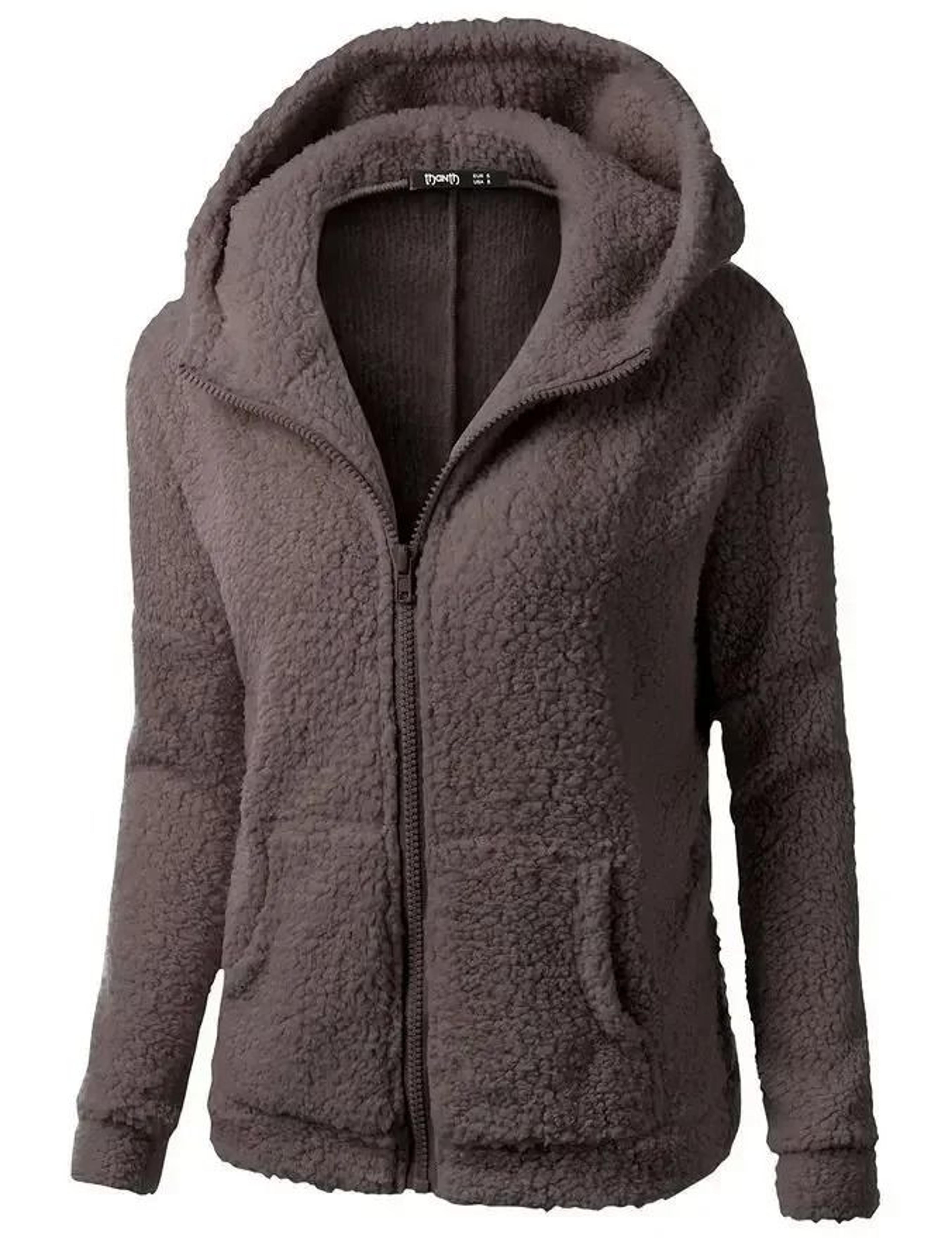 Autumn Winter Warm Hoodie Zipper Coat Solid Soft Fleece Womens Jacket 11
