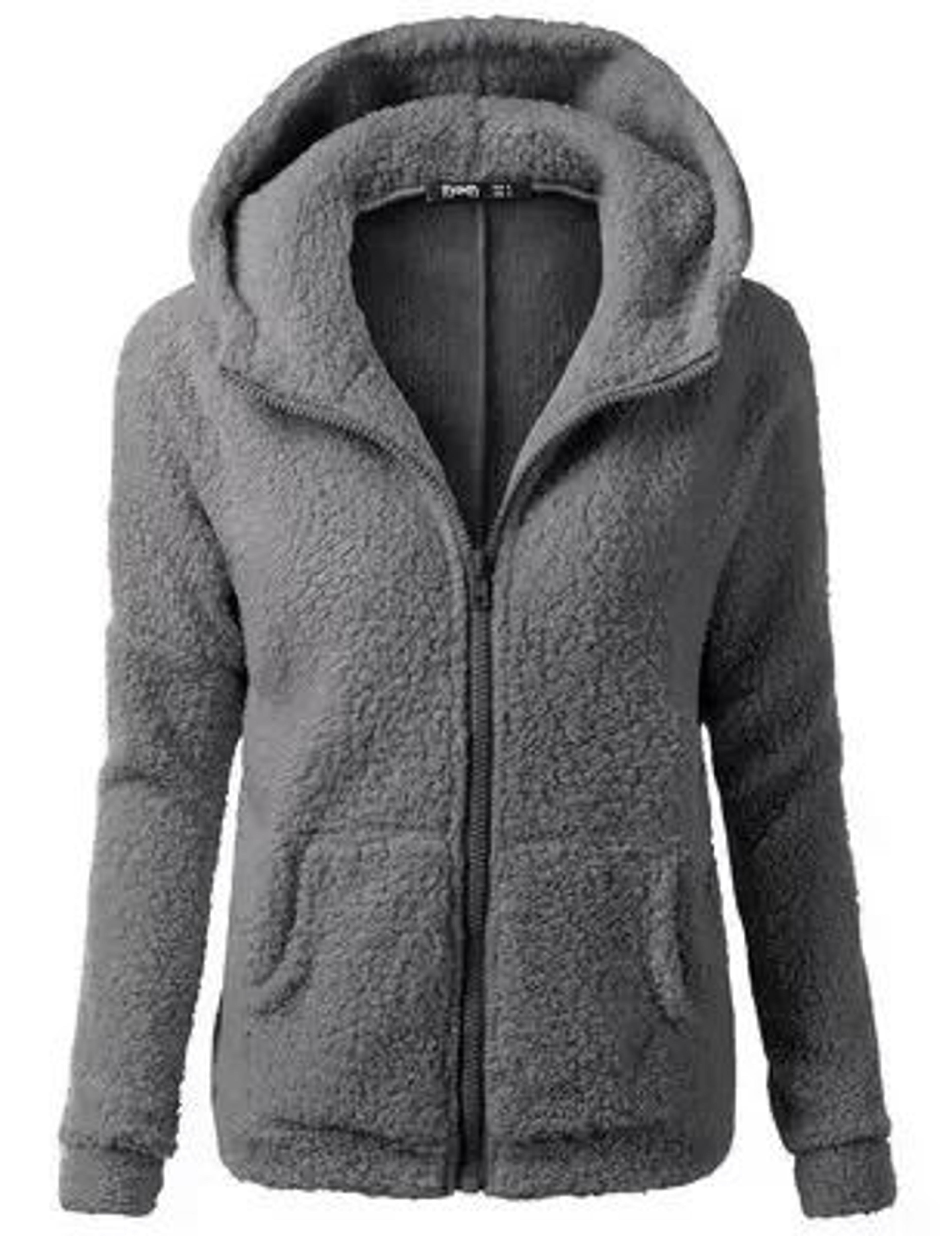 Autumn Winter Warm Hoodie Zipper Coat Solid Soft Fleece Womens Jacket 12