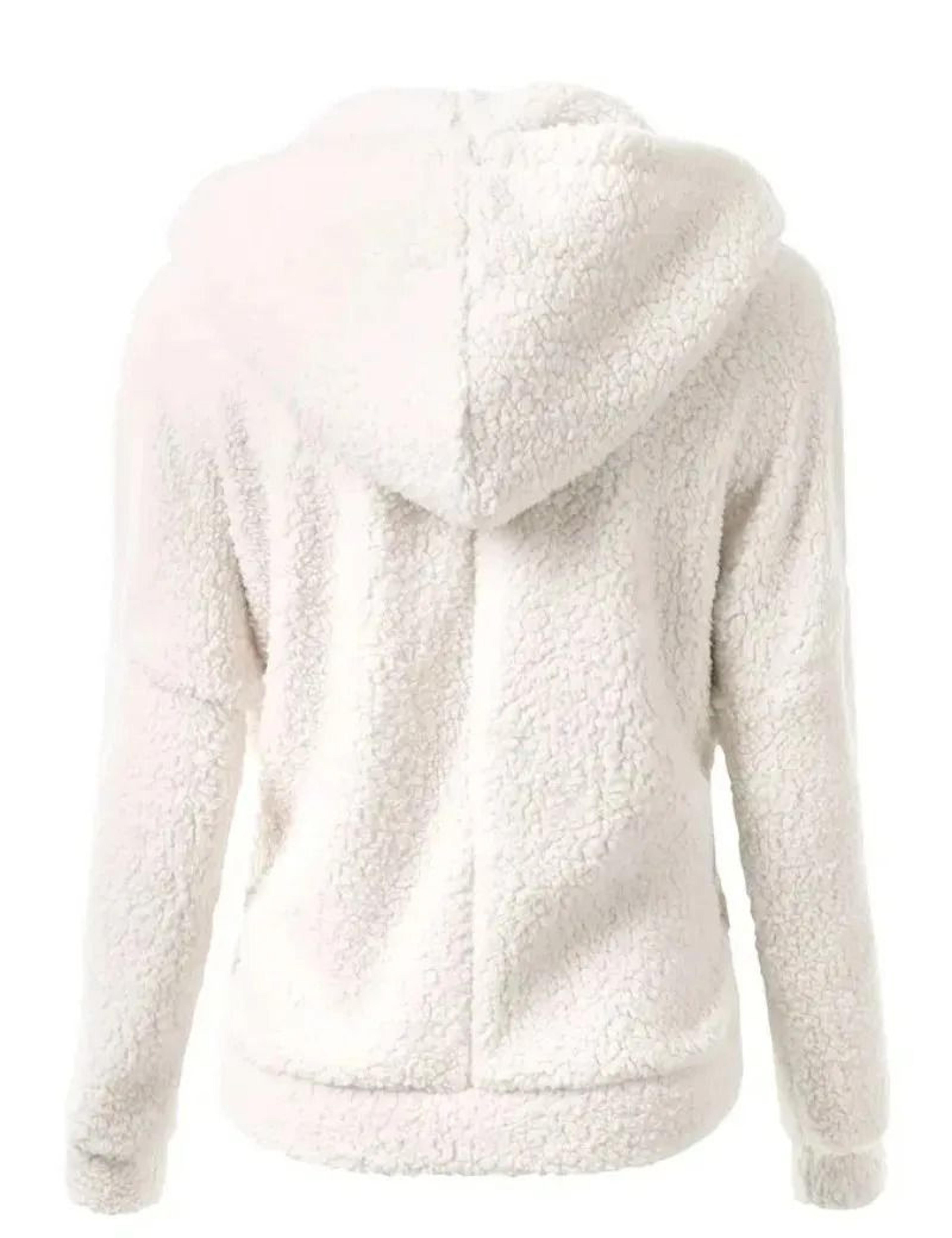 Autumn Winter Warm Hoodie Zipper Coat Solid Soft Fleece Womens Jacket 4