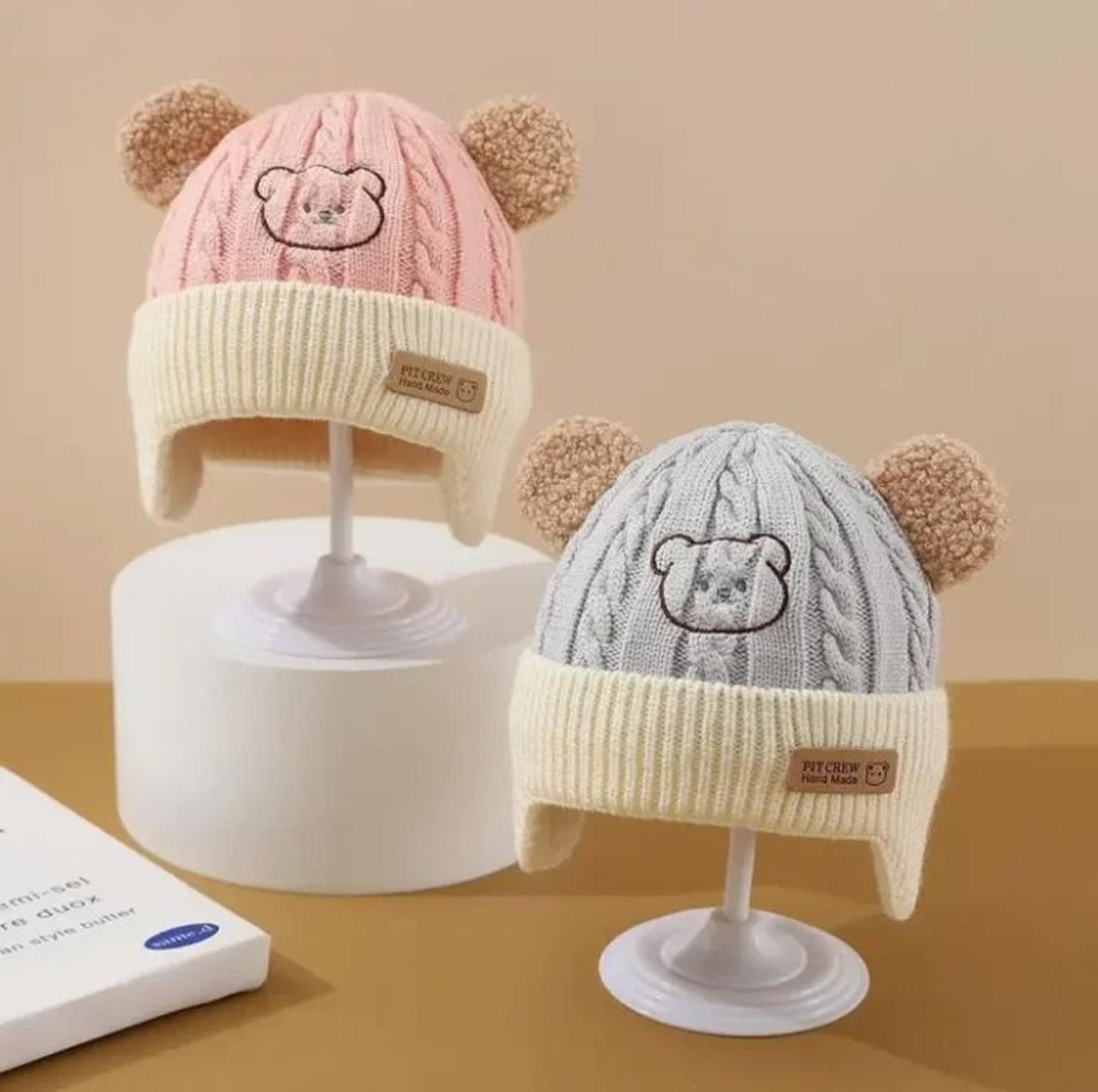 Baby Bear Knit Hat With Ears And Soft Earflap Cap For Boys  Girls 5