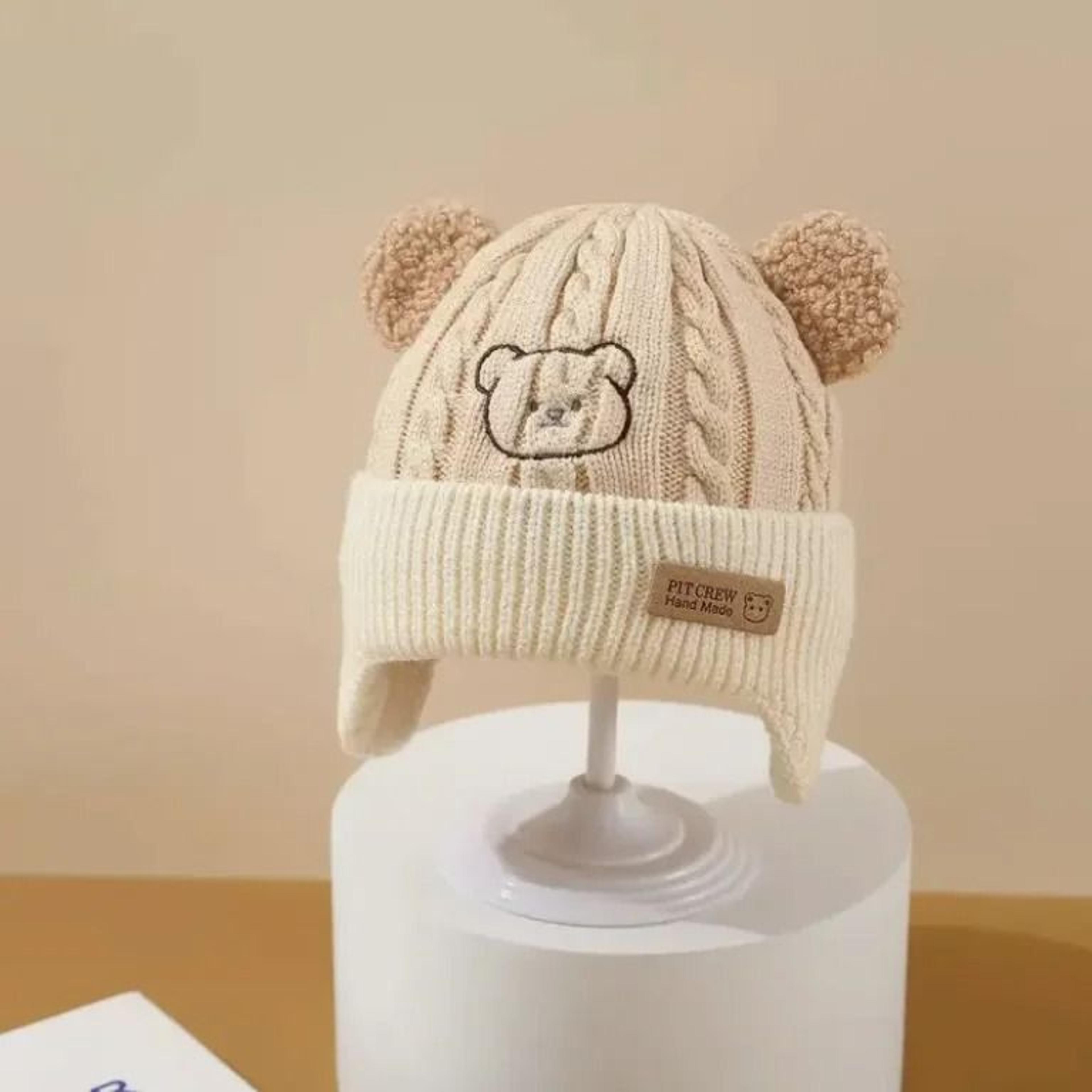 Baby Bear Knit Hat With Ears And Soft Earflap Cap For Boys  Girls 7
