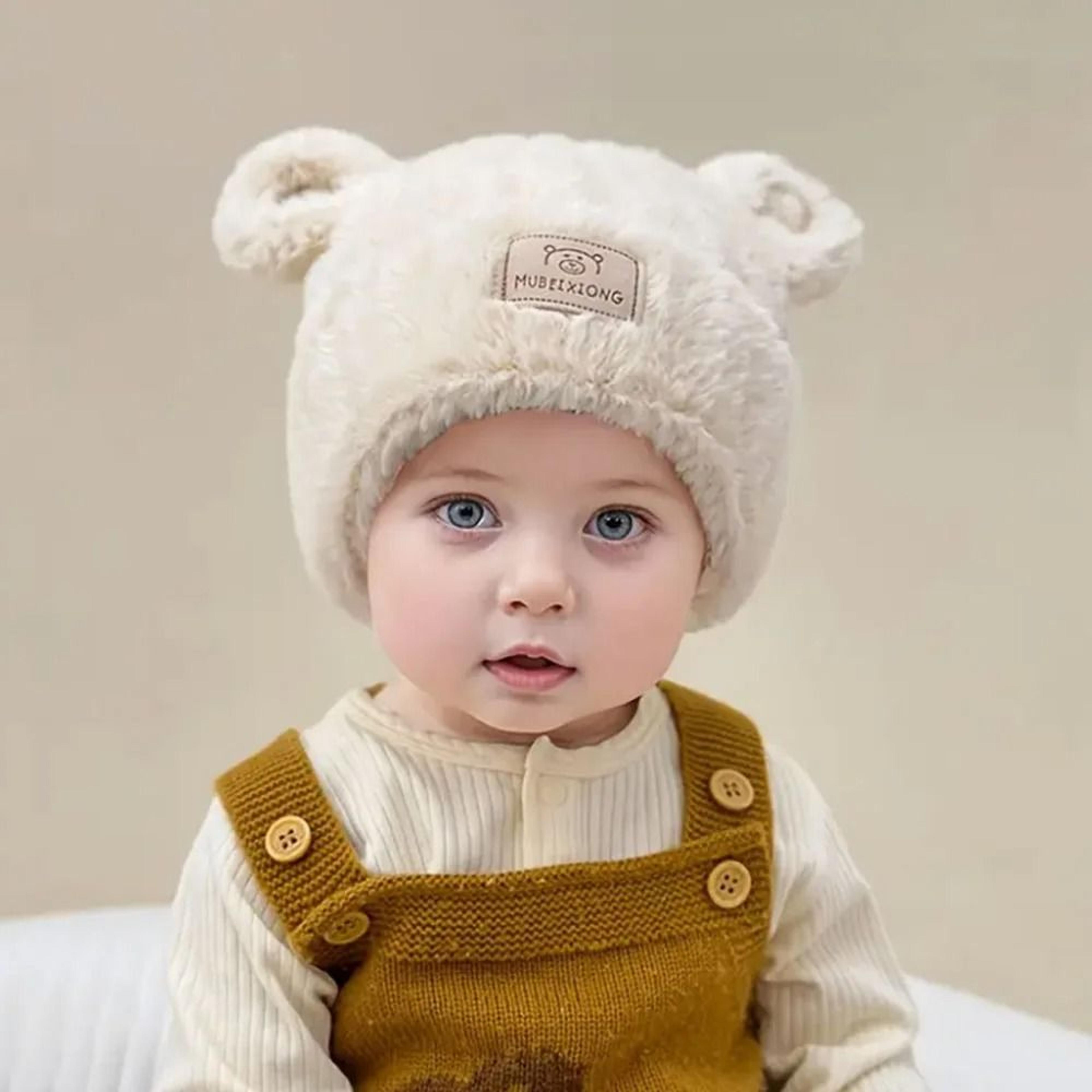 Winter Warm Baby Hat With Bear Ears Soft Plush Lining Cozy Headwear 1