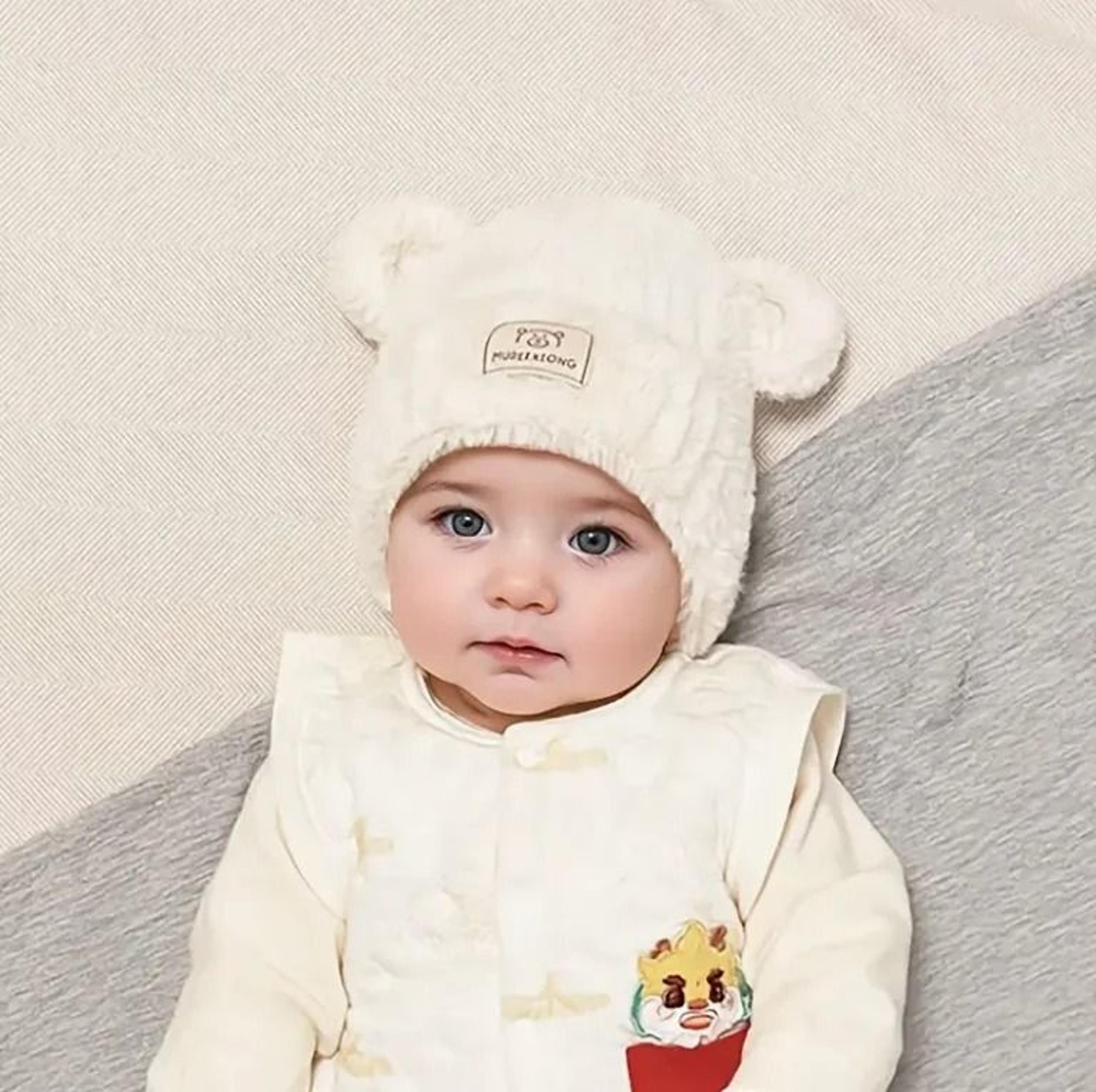 Winter Warm Baby Hat With Bear Ears Soft Plush Lining Cozy Headwear 5