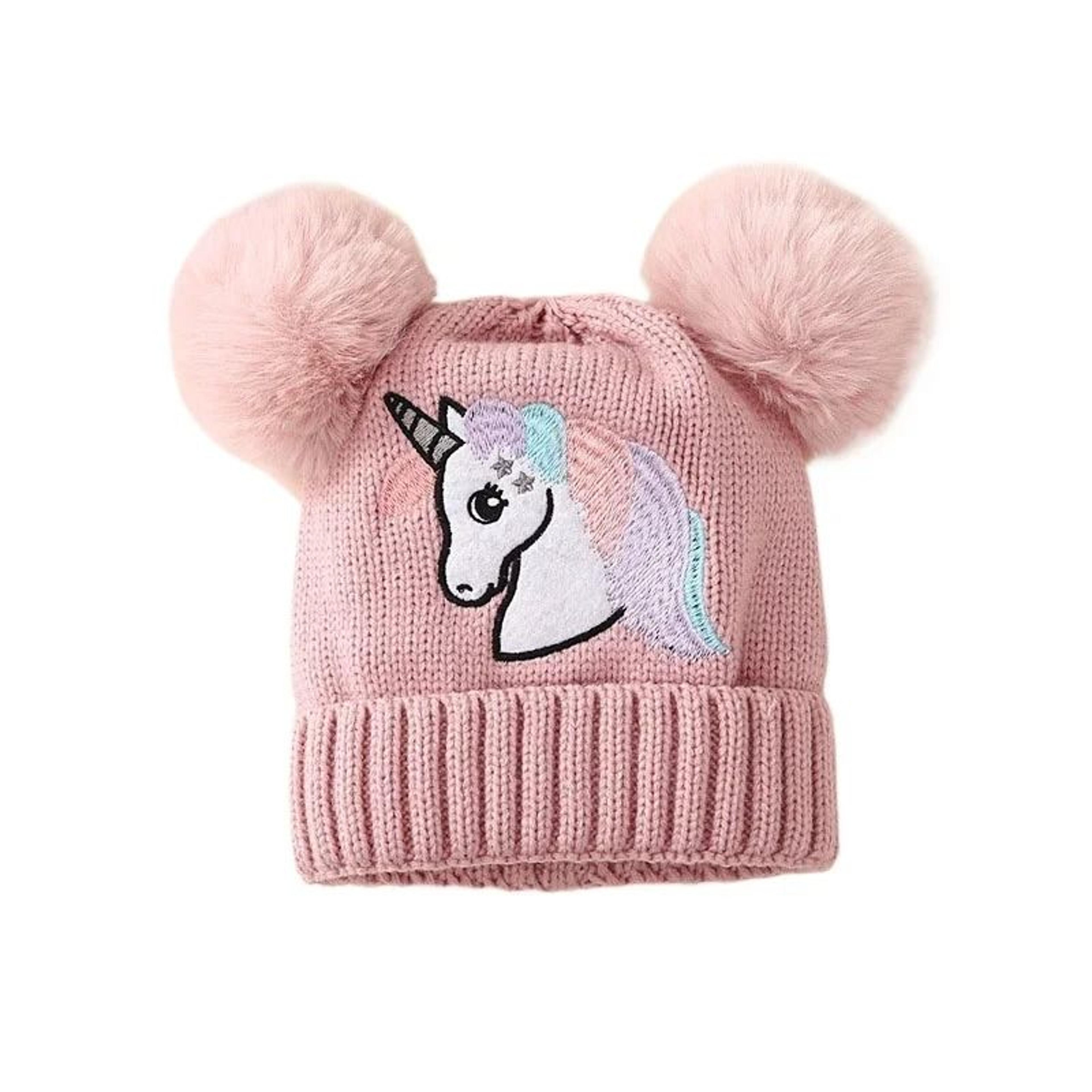 Cartoon Horse Knitted Winter Baby Hat Kids PomPom Ball Warm Bonnet 10