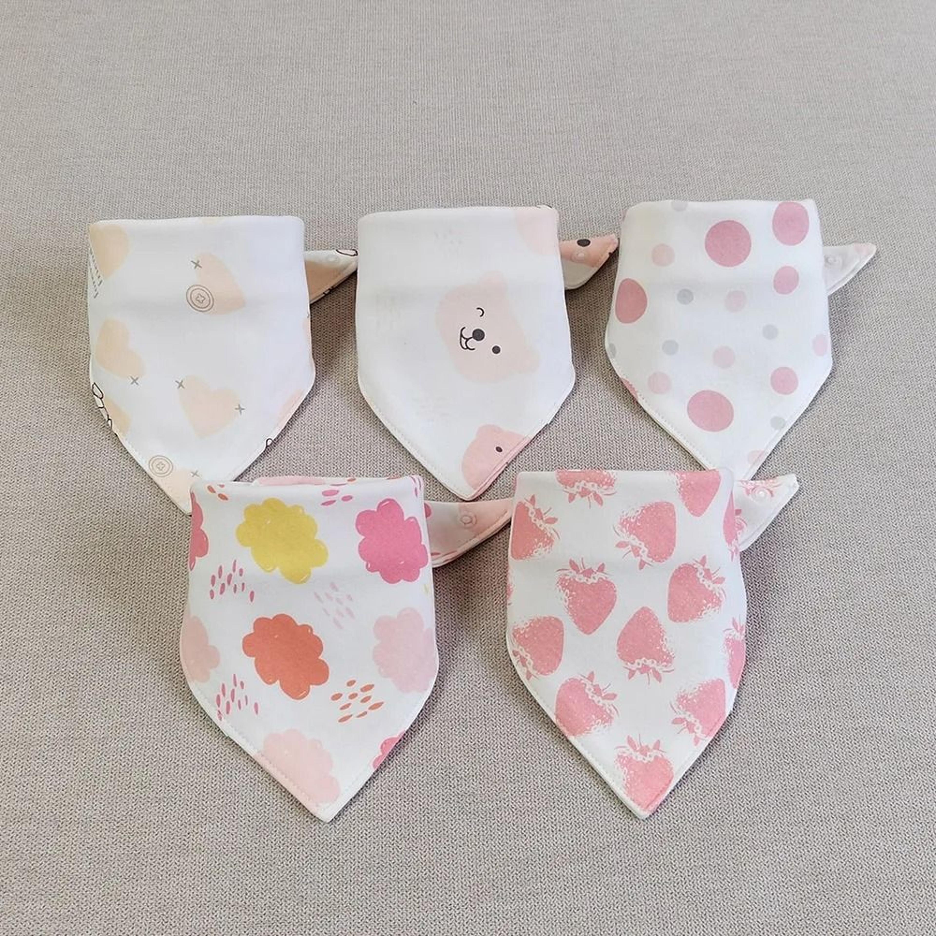 8PCS Baby Triangle Bibs  Burp Cloths Double Layer Cotton Saliva Towels 5