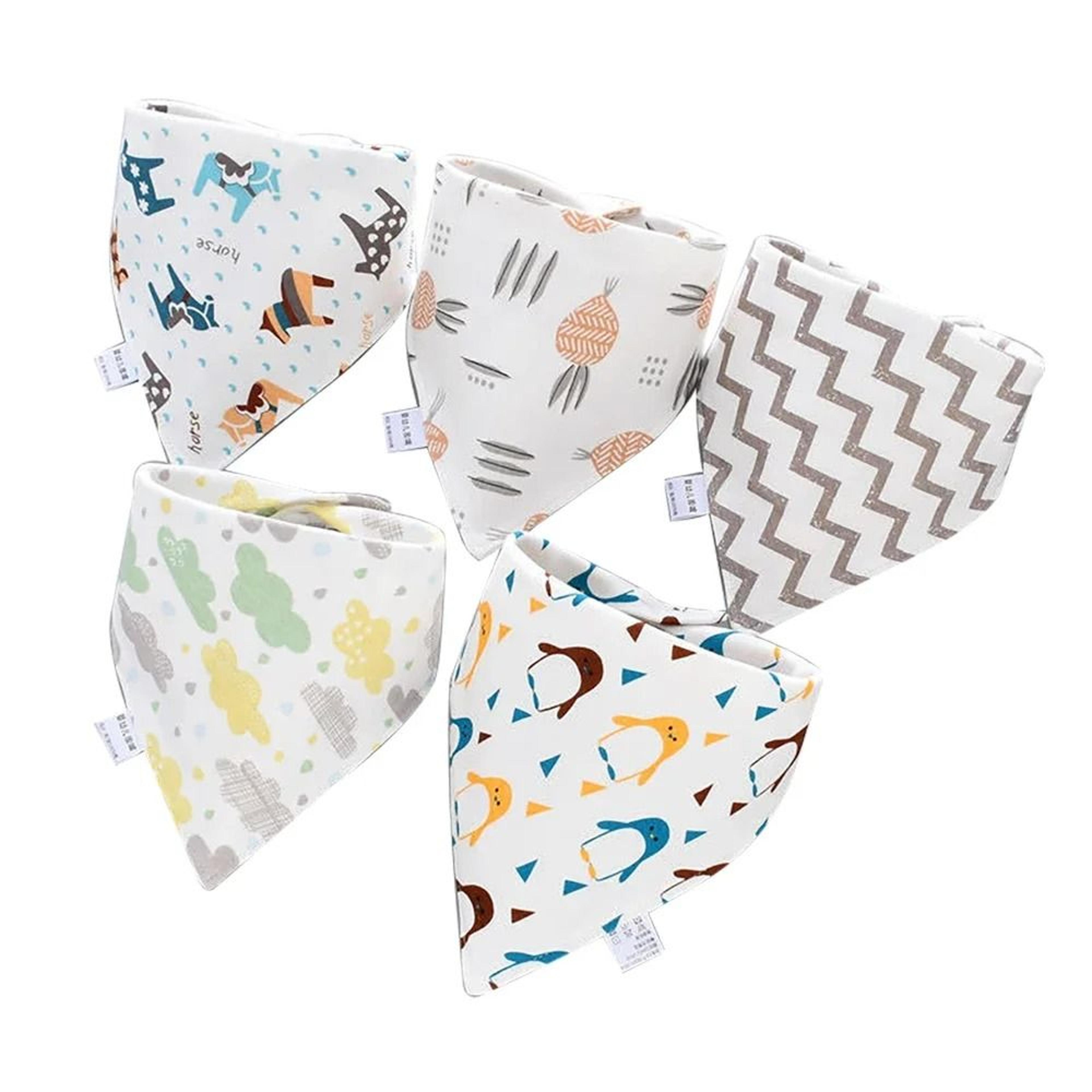 5 PcsLot Baby Bandana Bibs Scarf Cartoon Triangle Cotton Burp Cloths 10