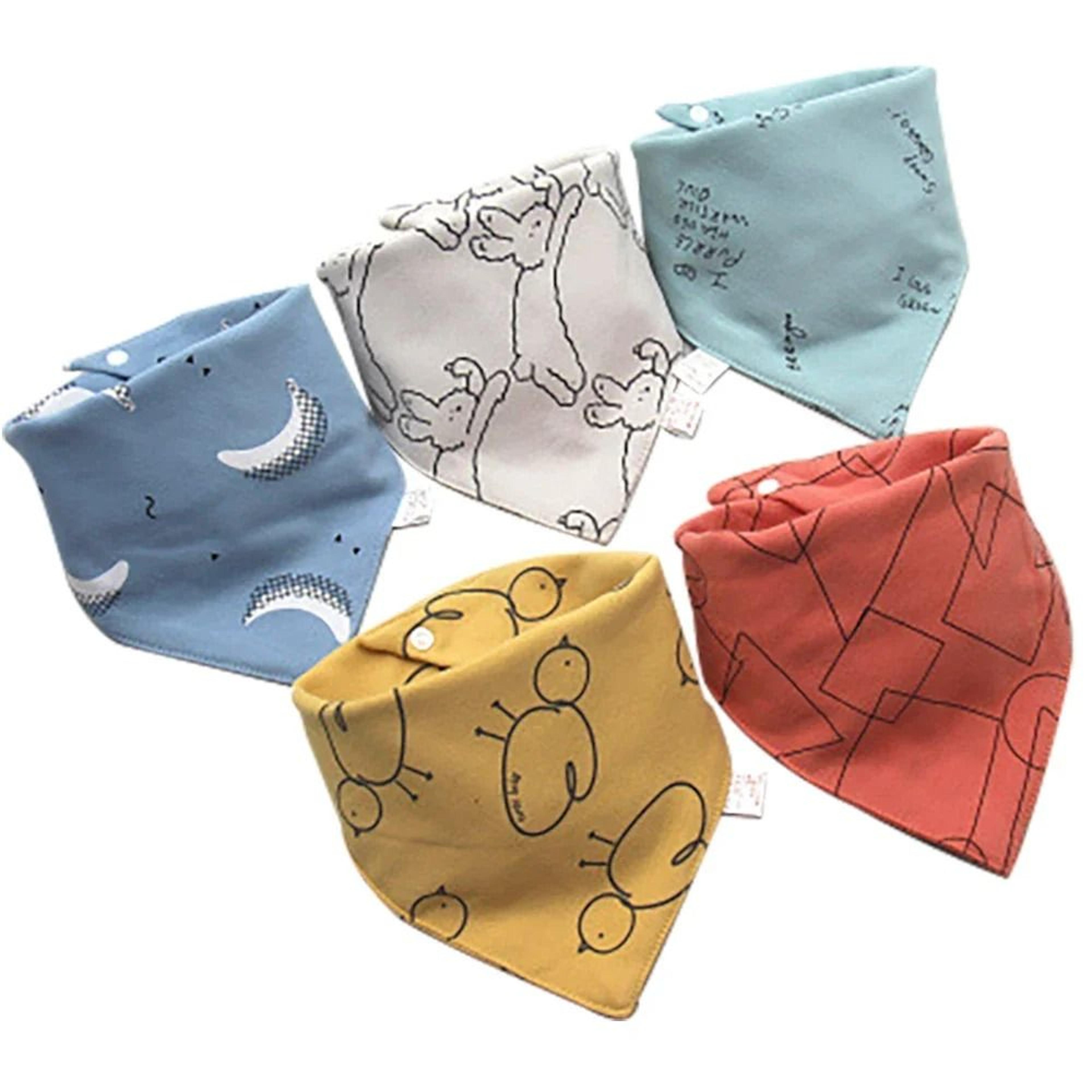5 PcsLot Baby Bandana Bibs Scarf Cartoon Triangle Cotton Burp Cloths 6