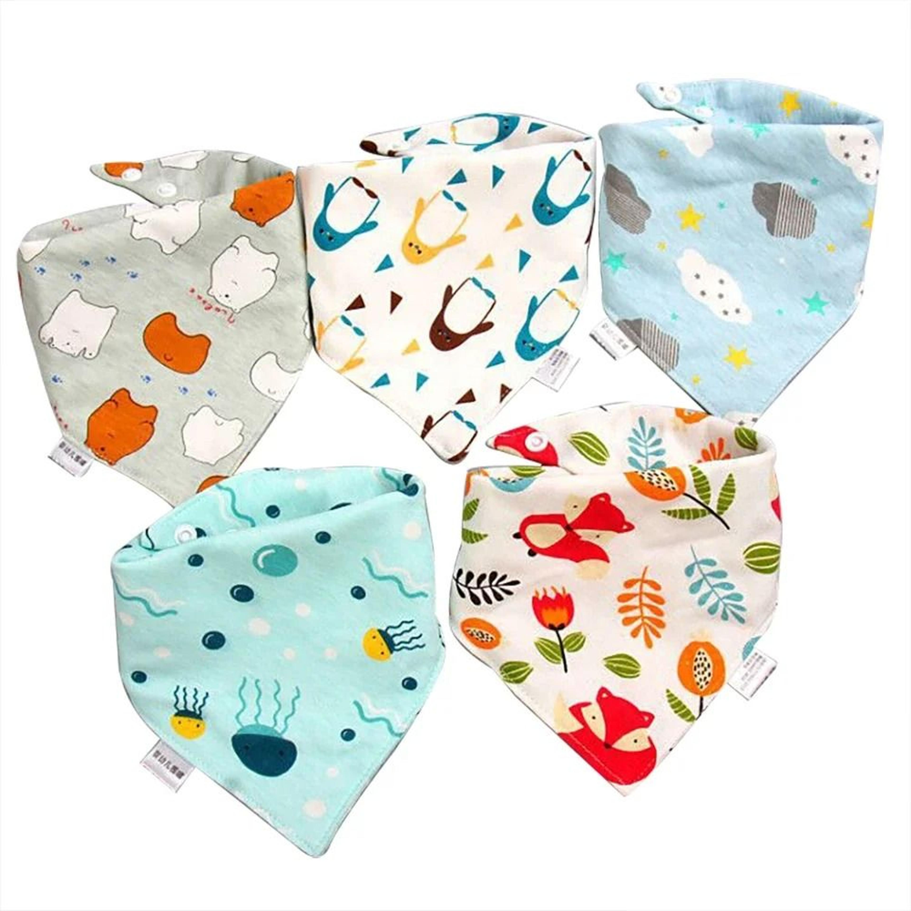 5 PcsLot Baby Bandana Bibs Scarf Cartoon Triangle Cotton Burp Cloths 8