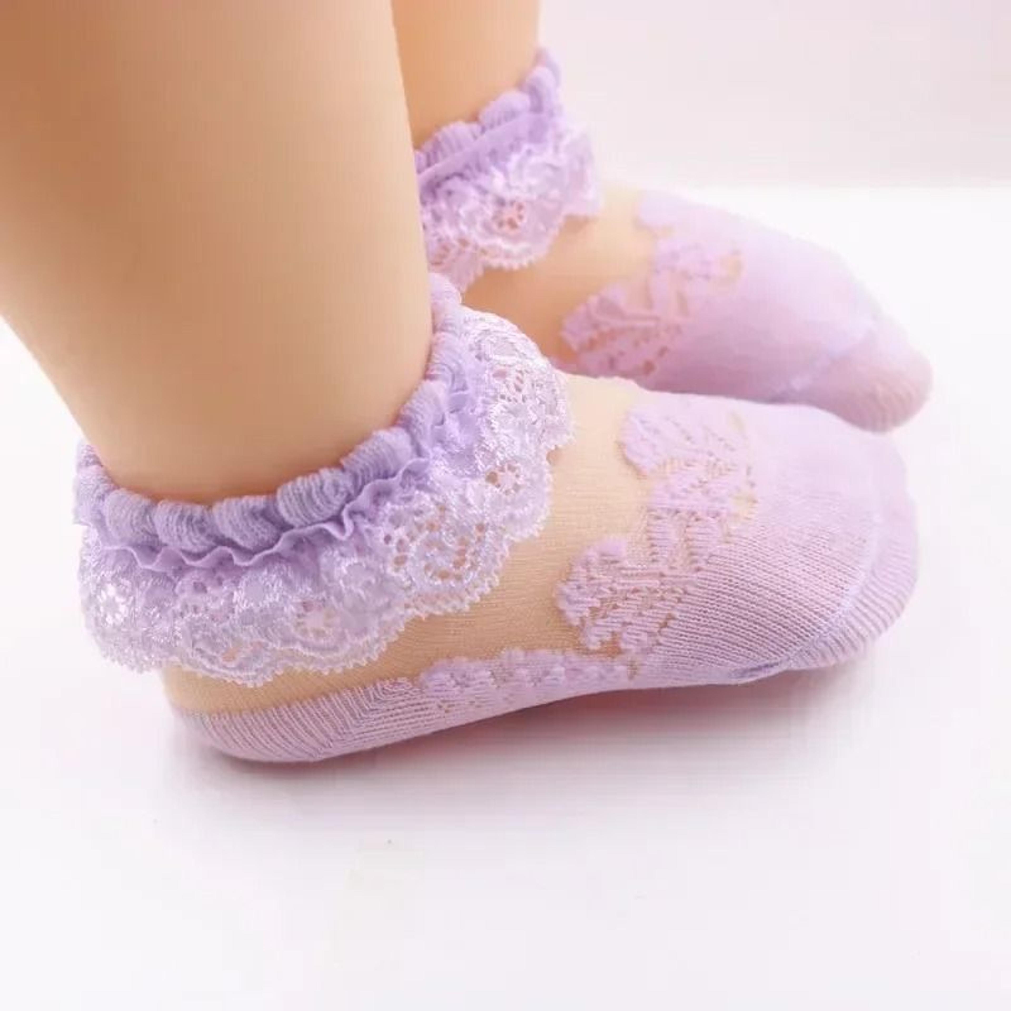 Baby Girl Ruffle Princess Socks Lace Flower Mesh Socks For Toddlers 9