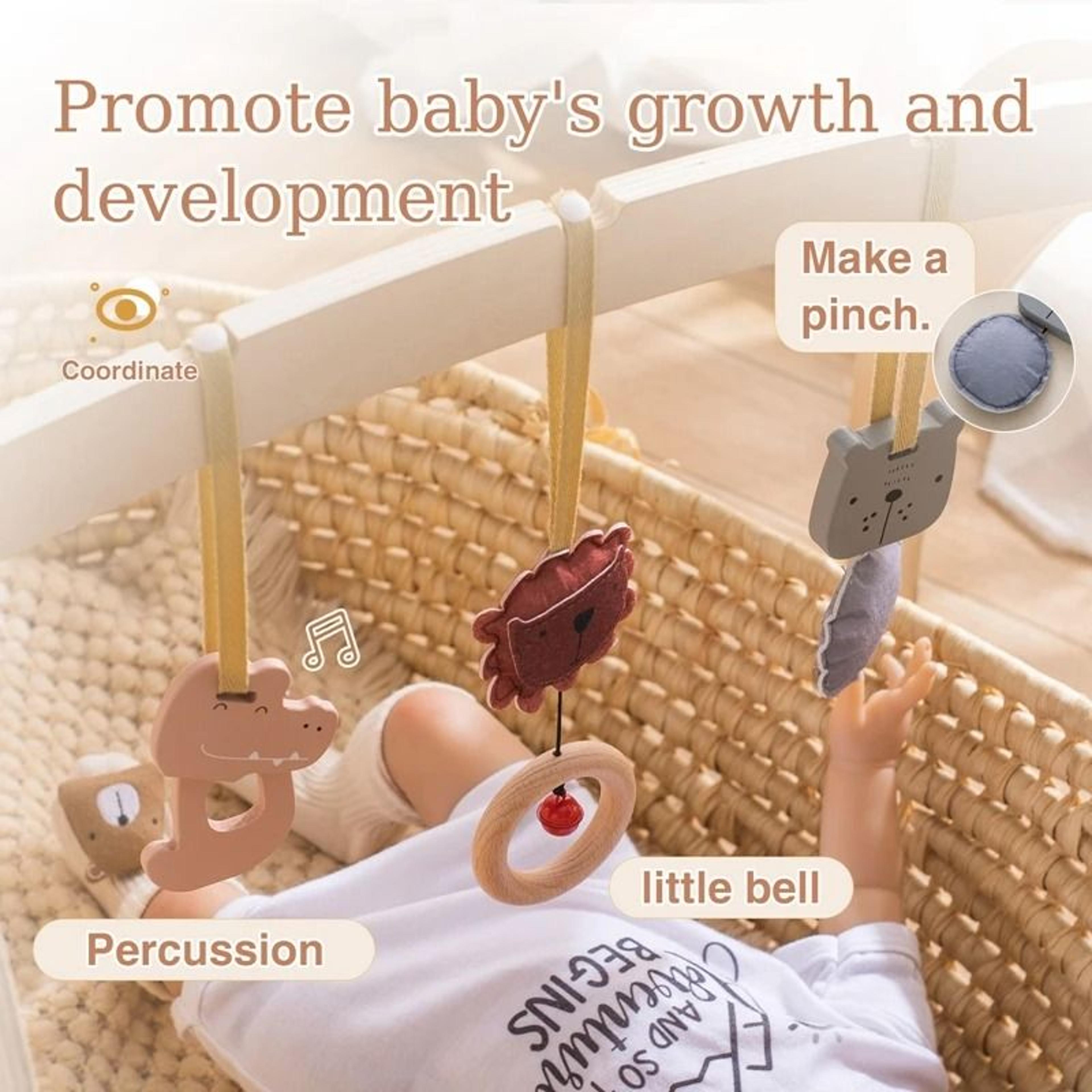 Baby Play Gym Wooden Pendants  Newborn Sensory Rattle  Room Decoration 2