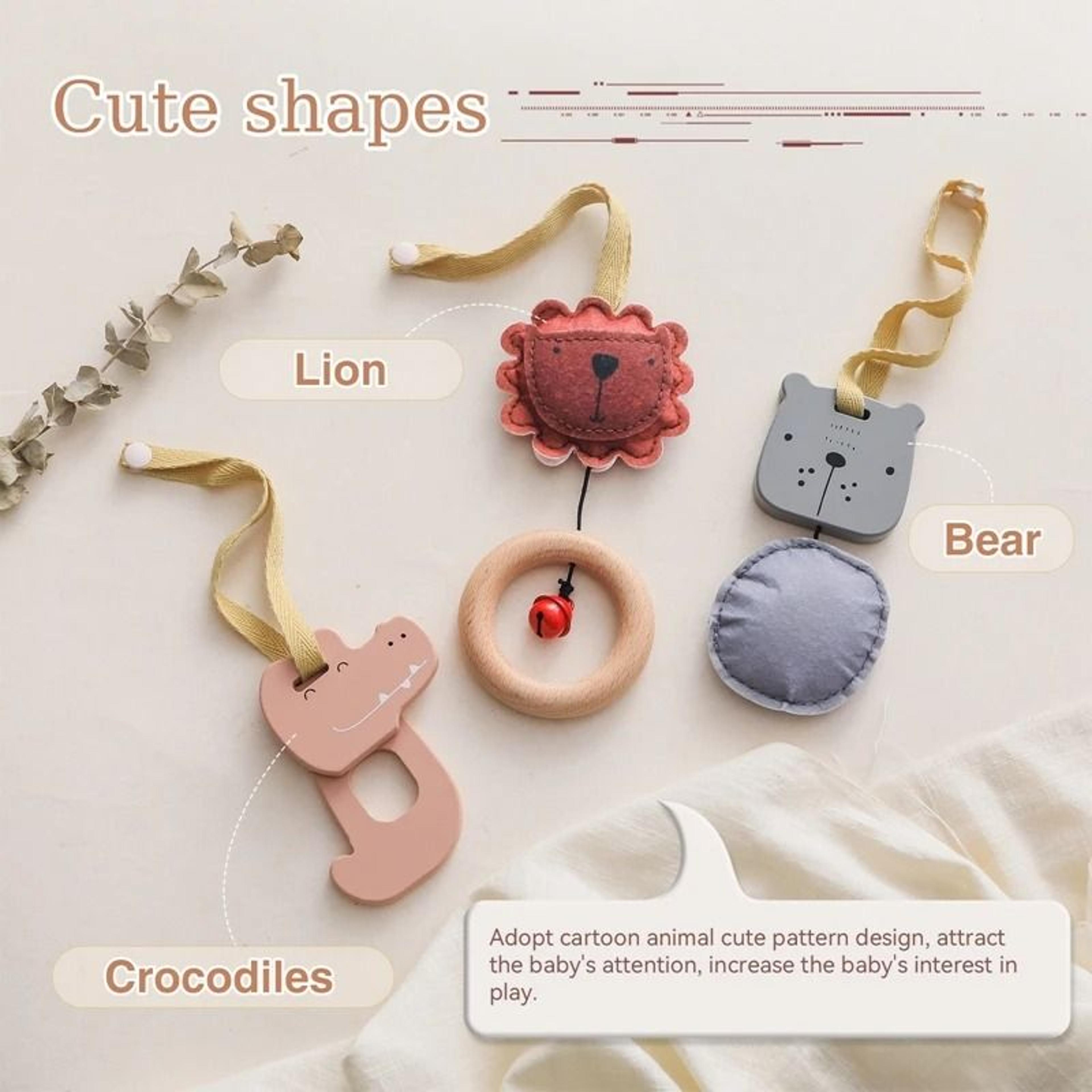 Baby Play Gym Wooden Pendants  Newborn Sensory Rattle  Room Decoration 3