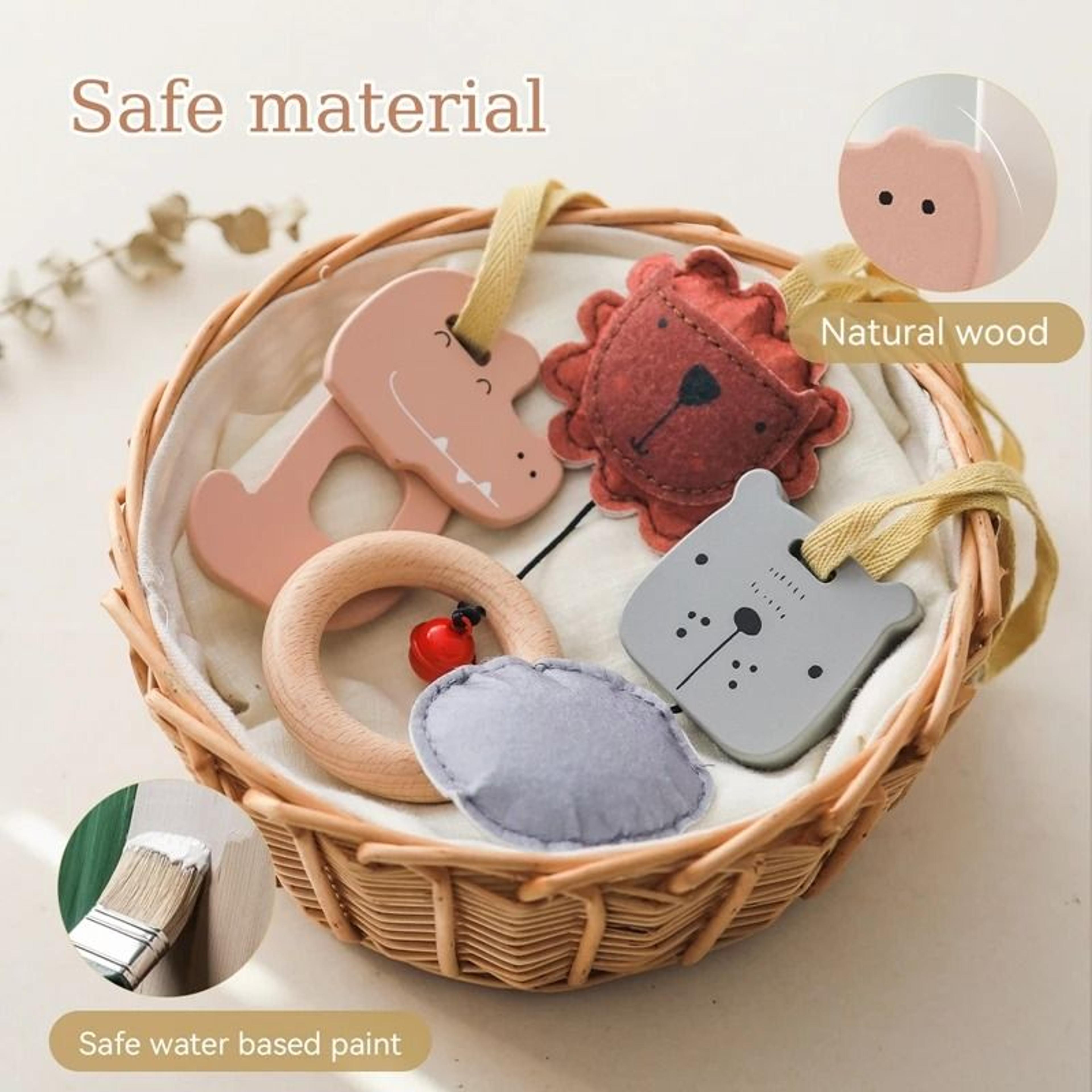 Baby Play Gym Wooden Pendants  Newborn Sensory Rattle  Room Decoration 4