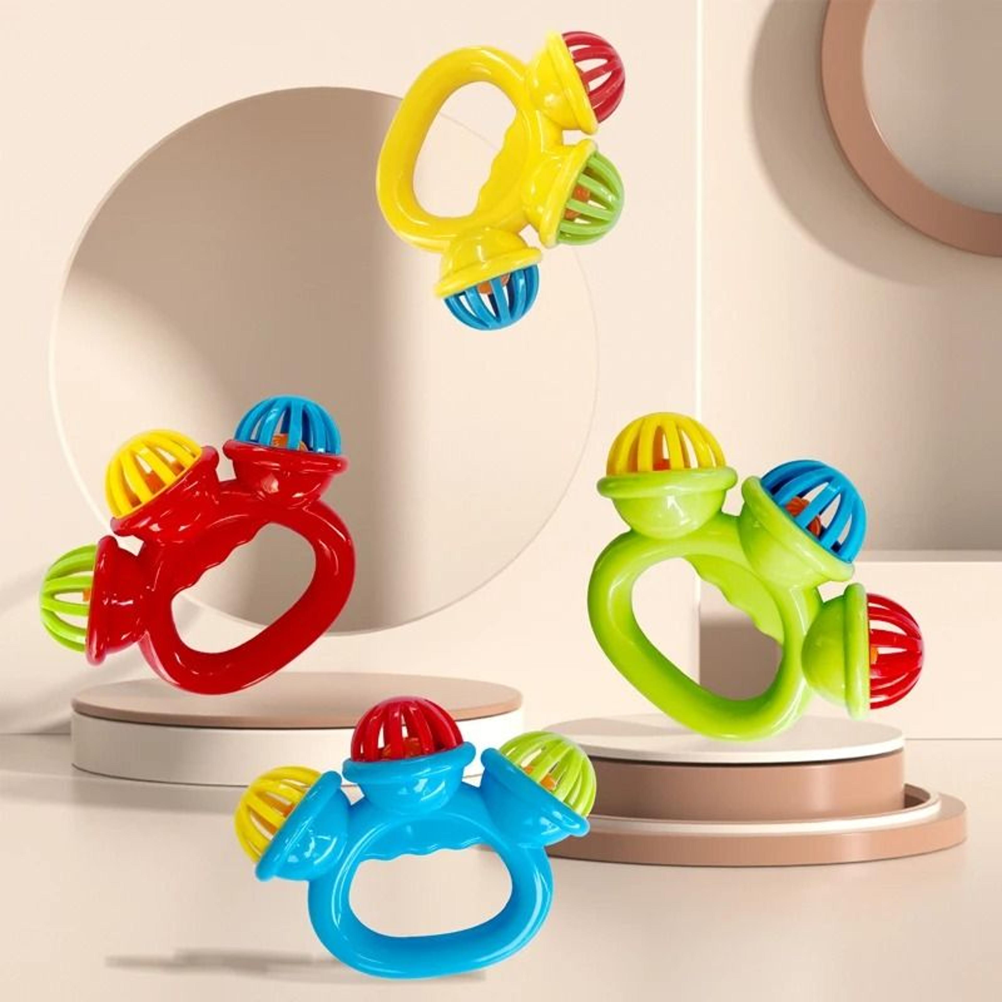 ThreeHeaded Infant Comfort Rattle  Early Educational Hand Bell  Grasping Toy 2