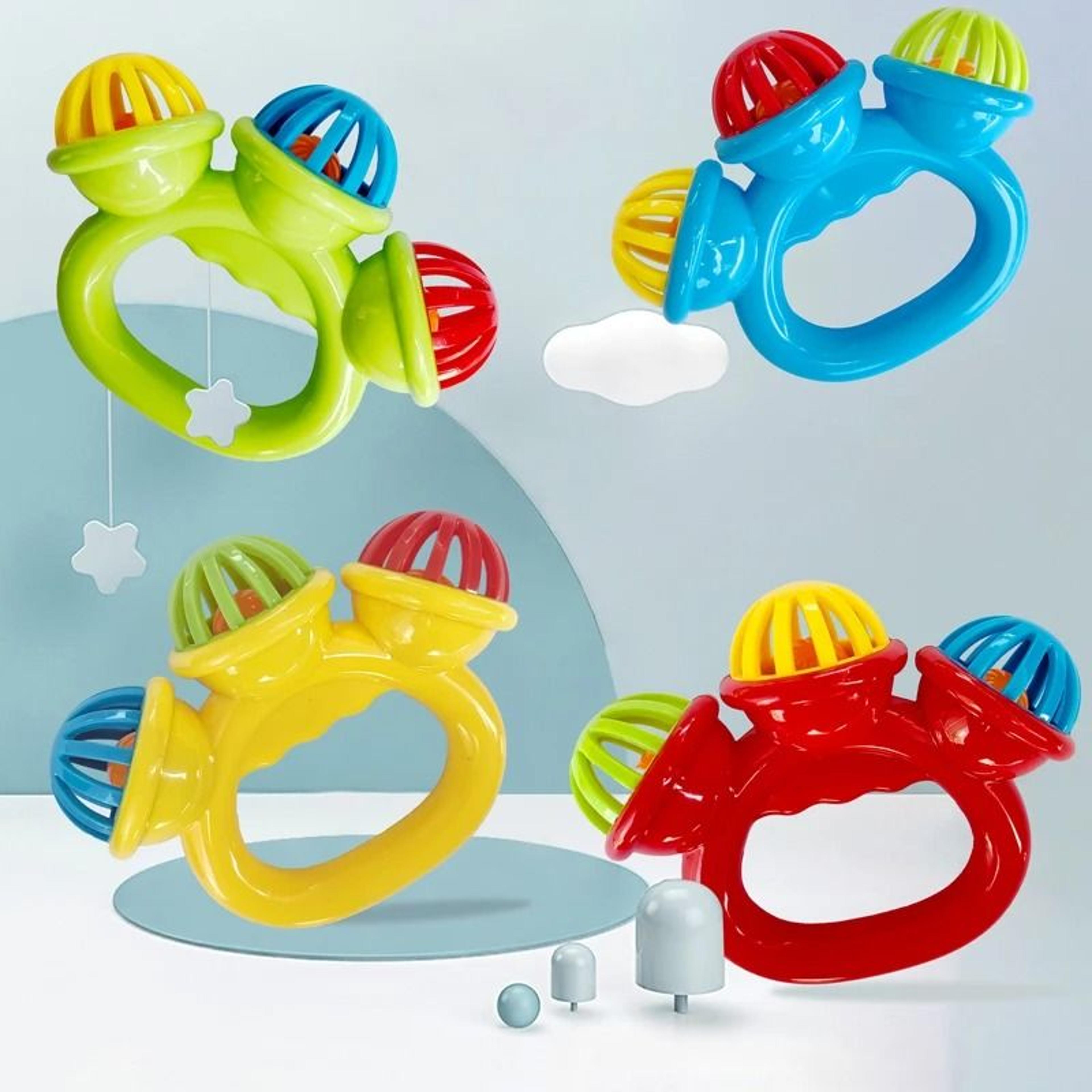 ThreeHeaded Infant Comfort Rattle  Early Educational Hand Bell  Grasping Toy 4
