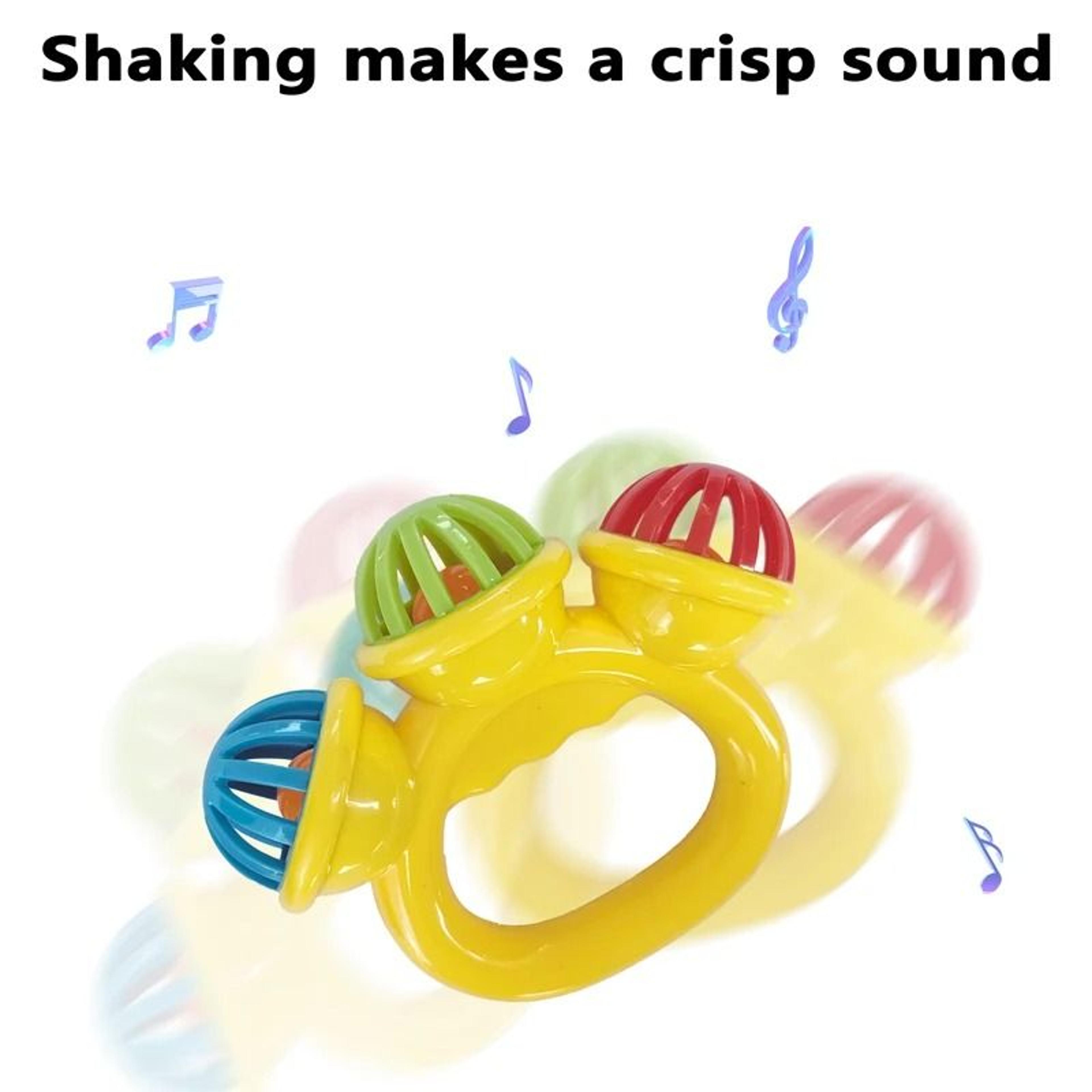 ThreeHeaded Infant Comfort Rattle  Early Educational Hand Bell  Grasping Toy 5