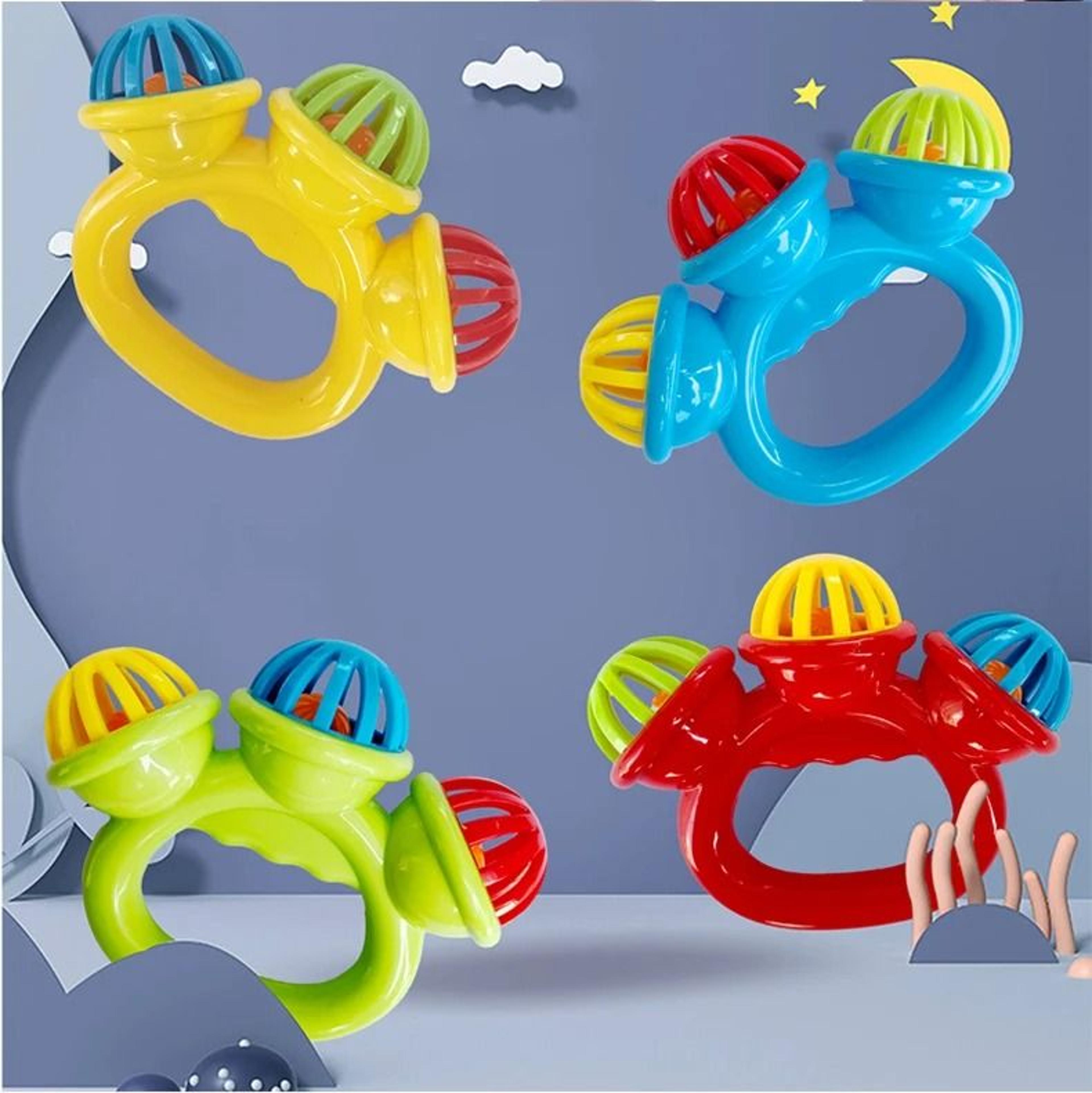 ThreeHeaded Infant Comfort Rattle  Early Educational Hand Bell  Grasping Toy 6