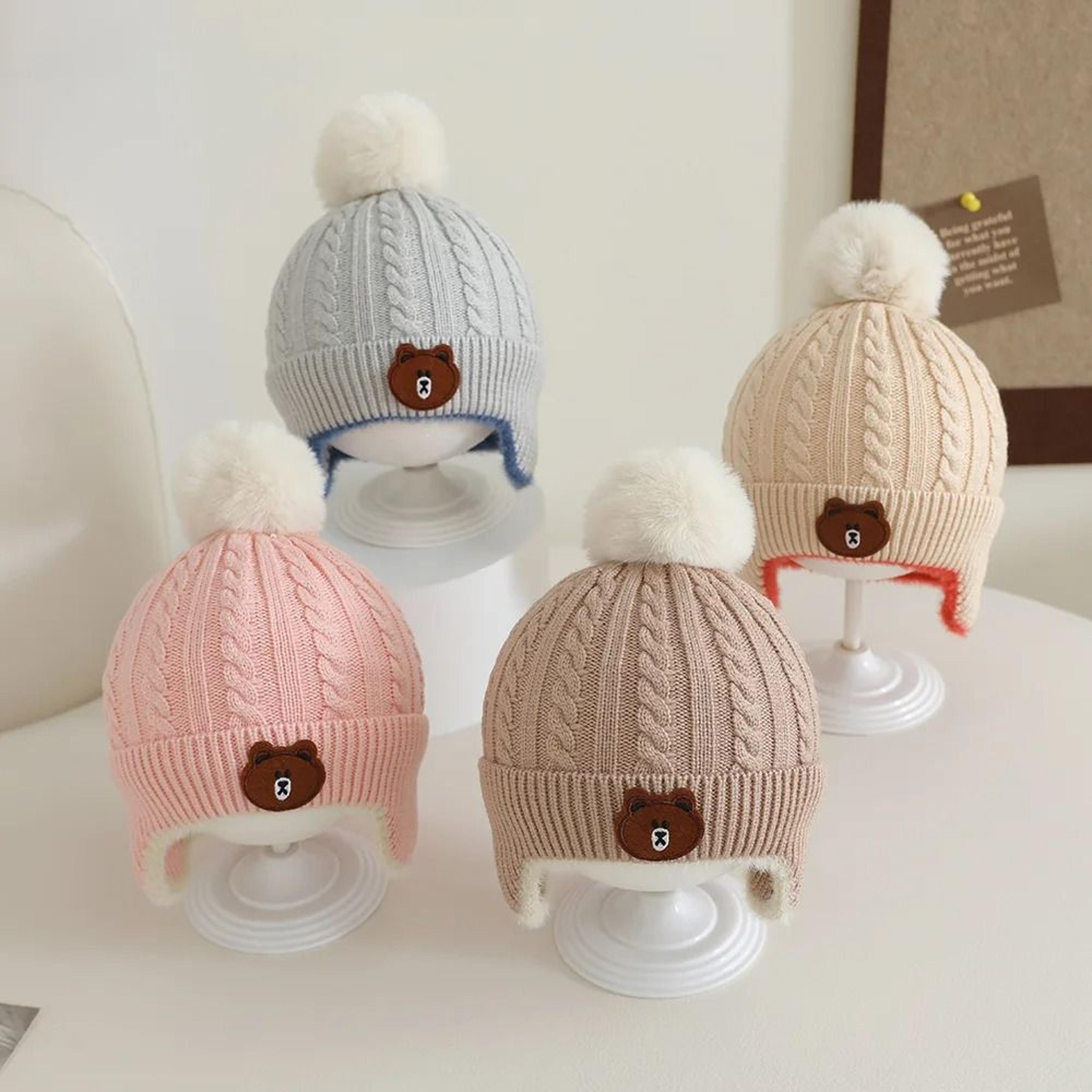 UrsineKinetic Pompom Beanie  Premium Knitted EarProtection Hat For Toddlers 1
