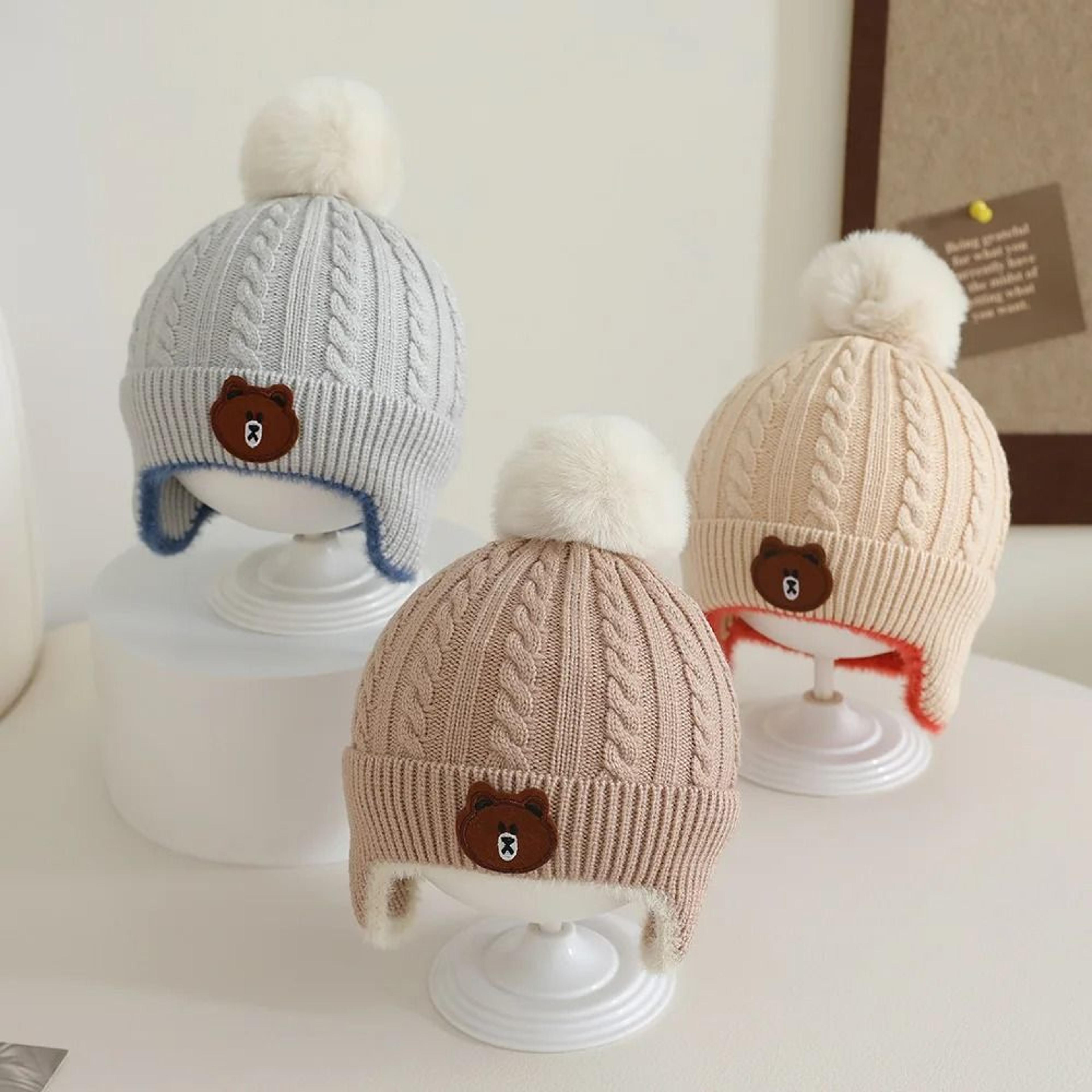 UrsineKinetic Pompom Beanie  Premium Knitted EarProtection Hat For Toddlers 2