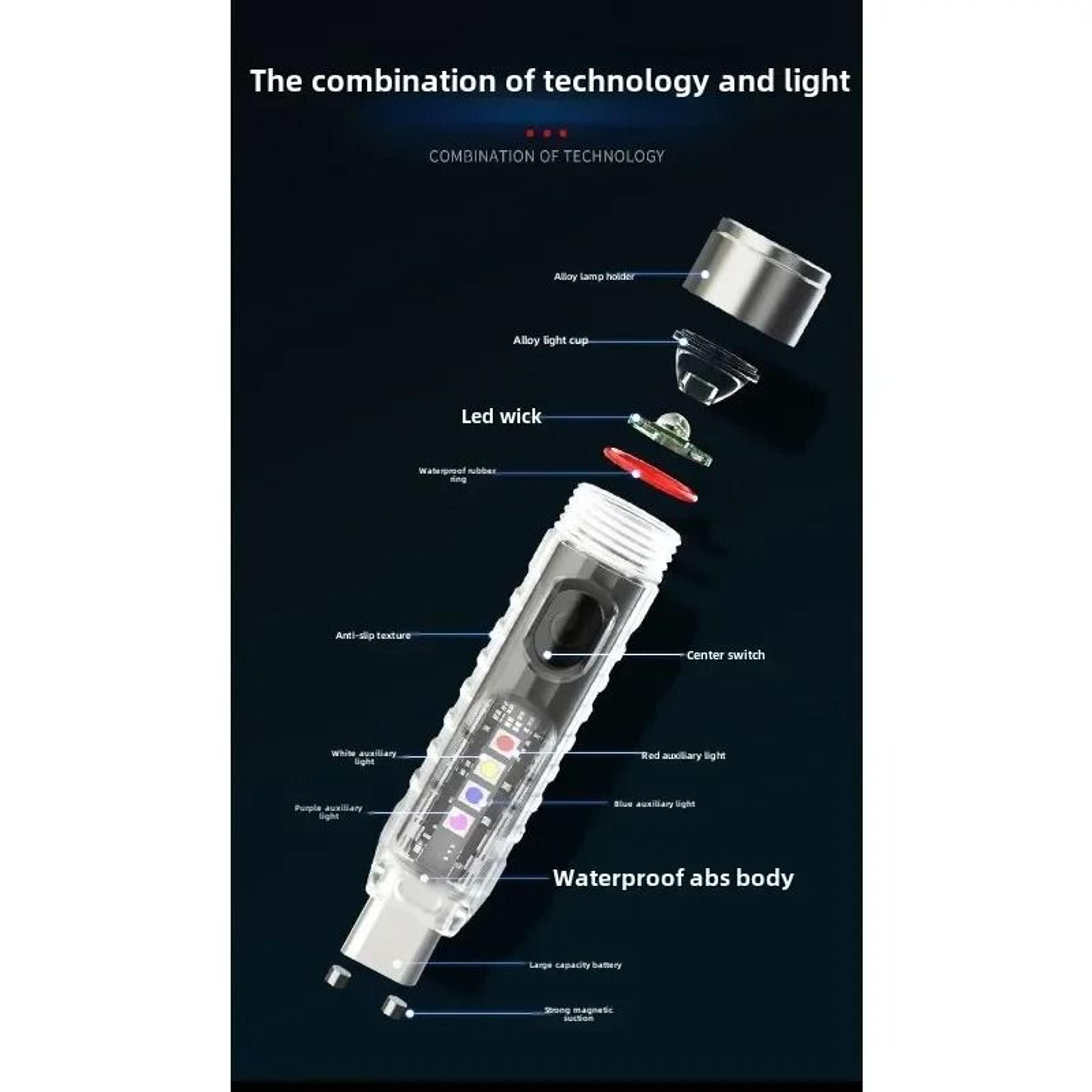 UltraPortable 12g LED Keychain Flashlight And MultiMode Magnetic Warning Light 5