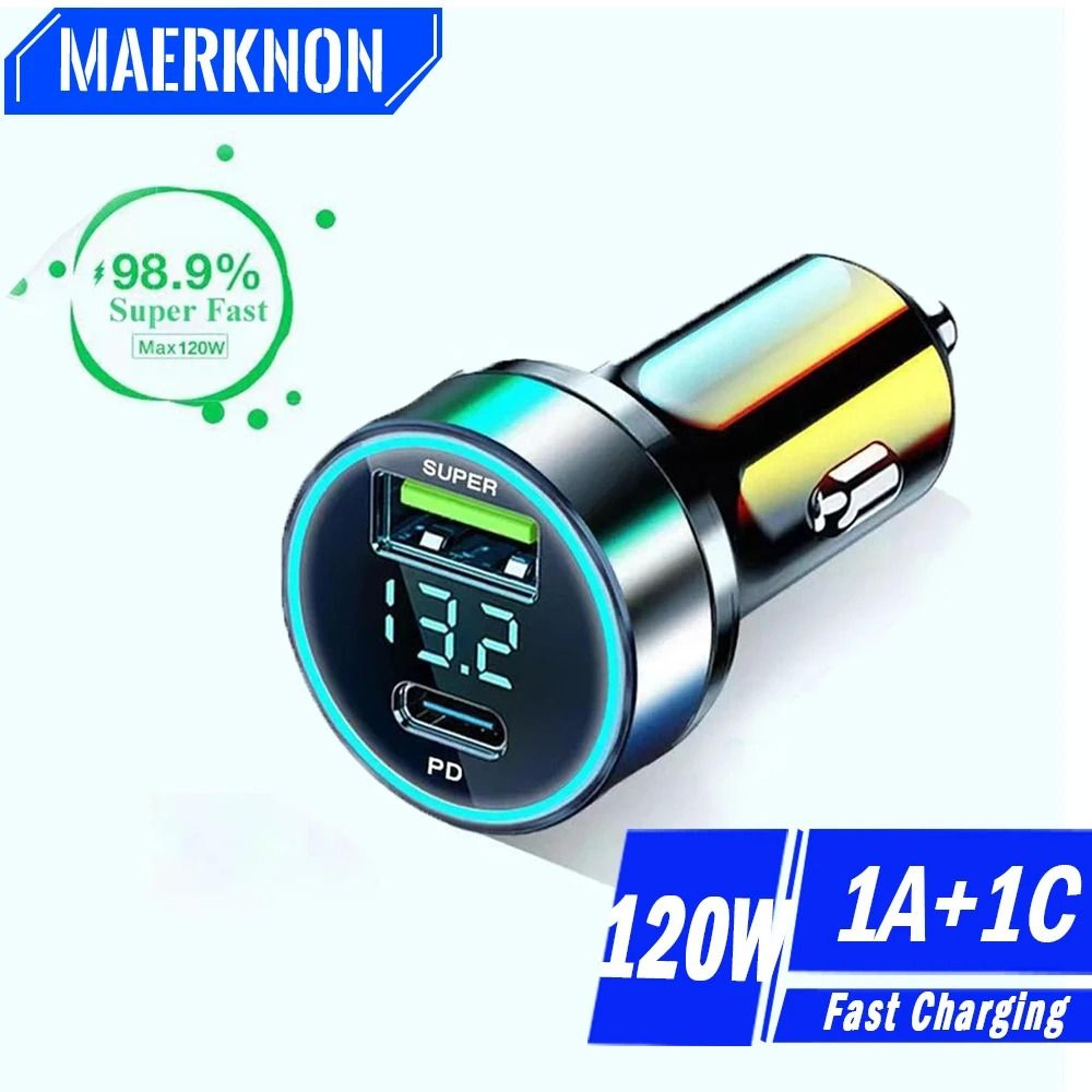 120w high-fidelity usb-c super fast car charger and power adapter hub