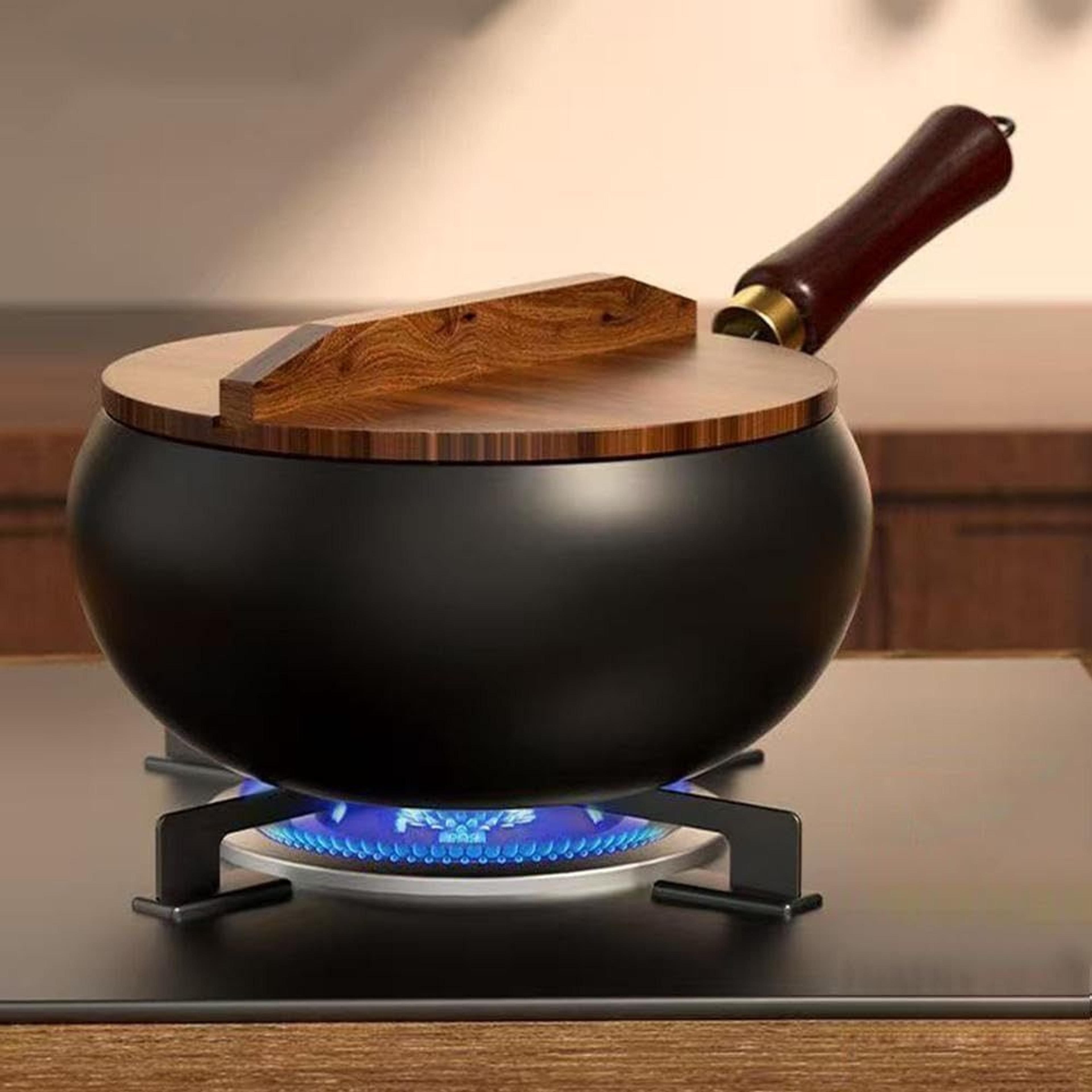 Big Belly Pot Deepened Non Stick Iron Pot Flat Bottom Frying Pan With Lid 0