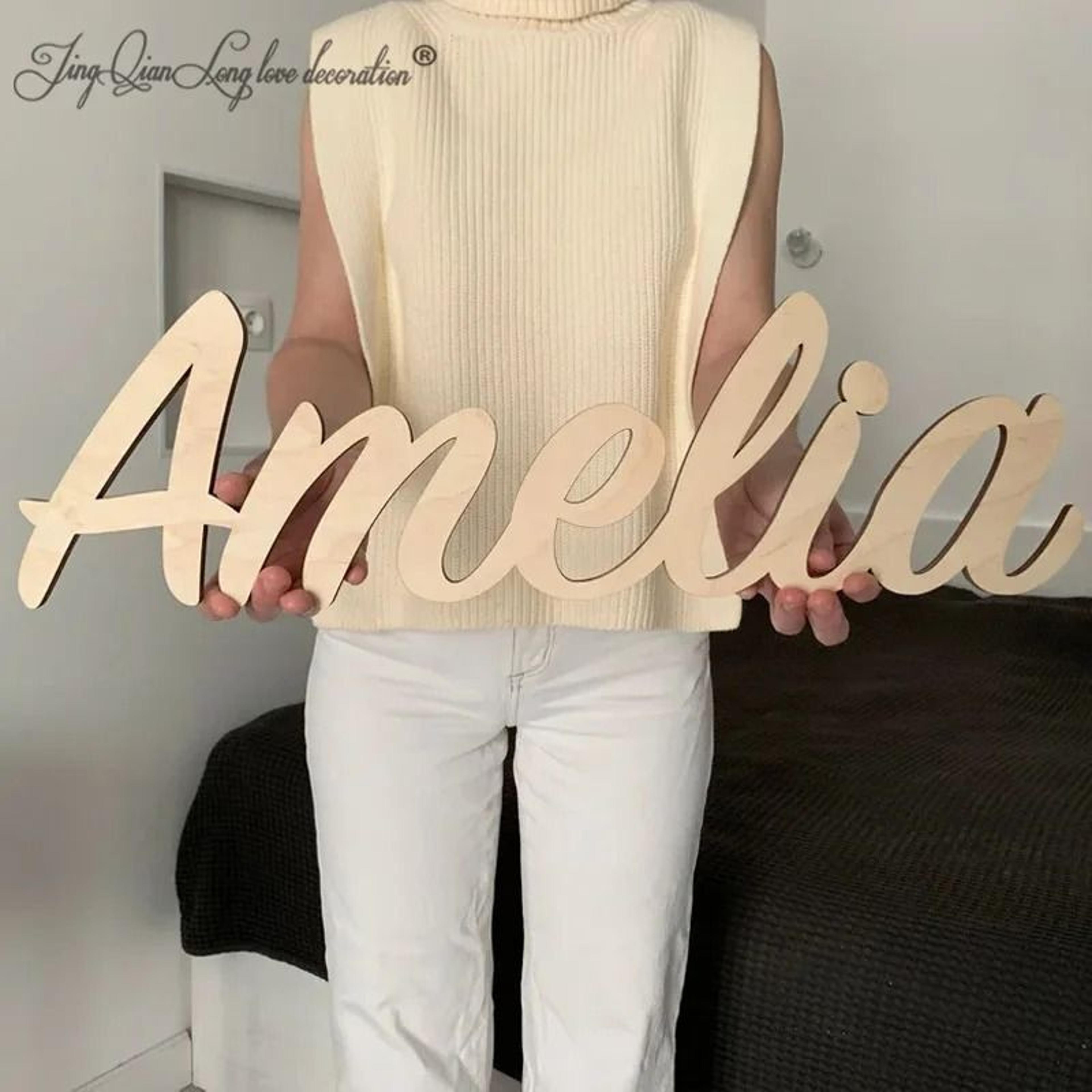 personalized script wooden name sign