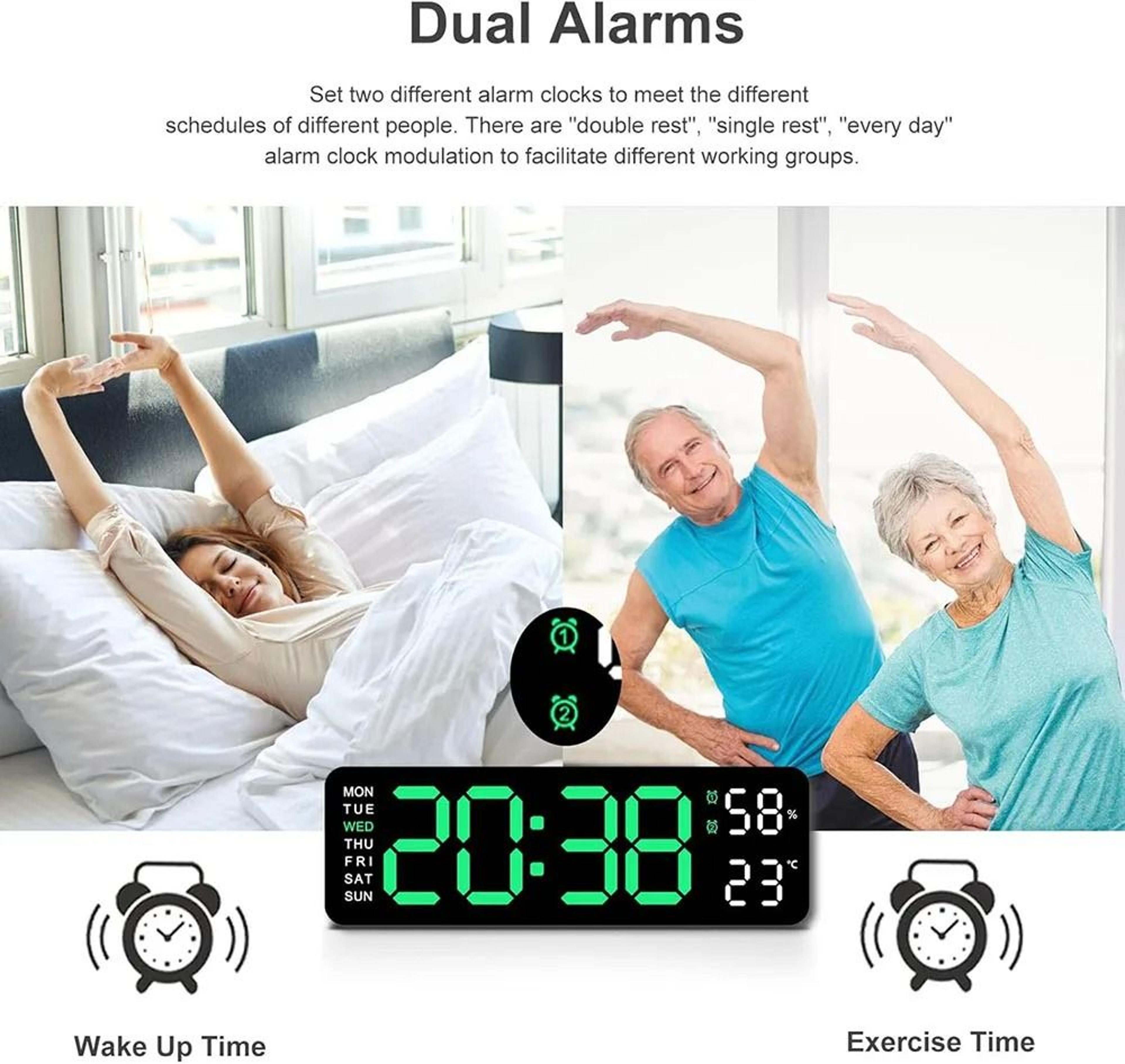 10 Inch Smart Mute LED Electronic Alarm Wall Clock With Thermometer 2