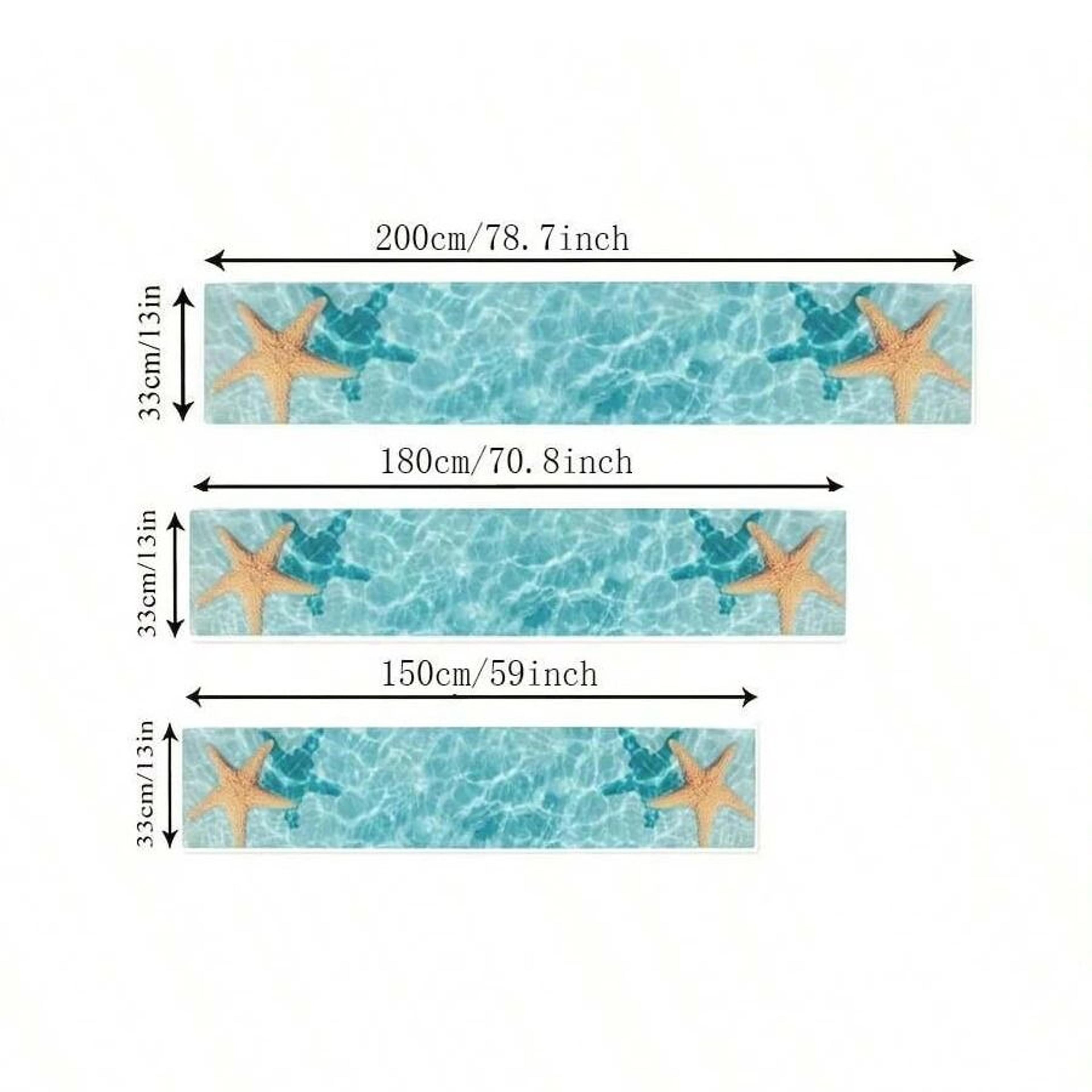 Watercolor Starfish Ocean Linen Table Runner  Coastal Dresser Scarf  Kitchen Decor 1