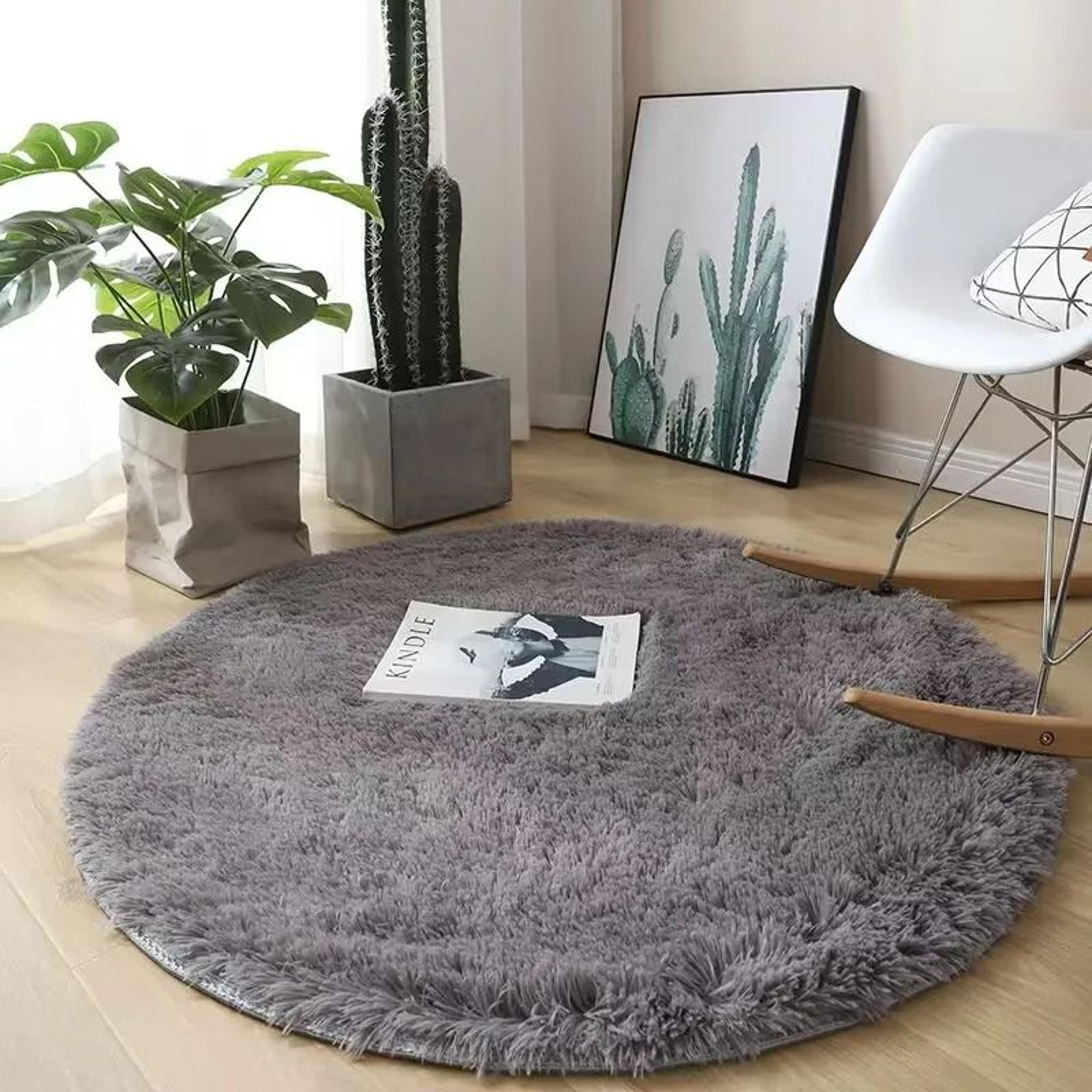 UltraSoft Plush Round Carpet  Fluffy White Room Play Mat  NonSlip Bedside Rug 6