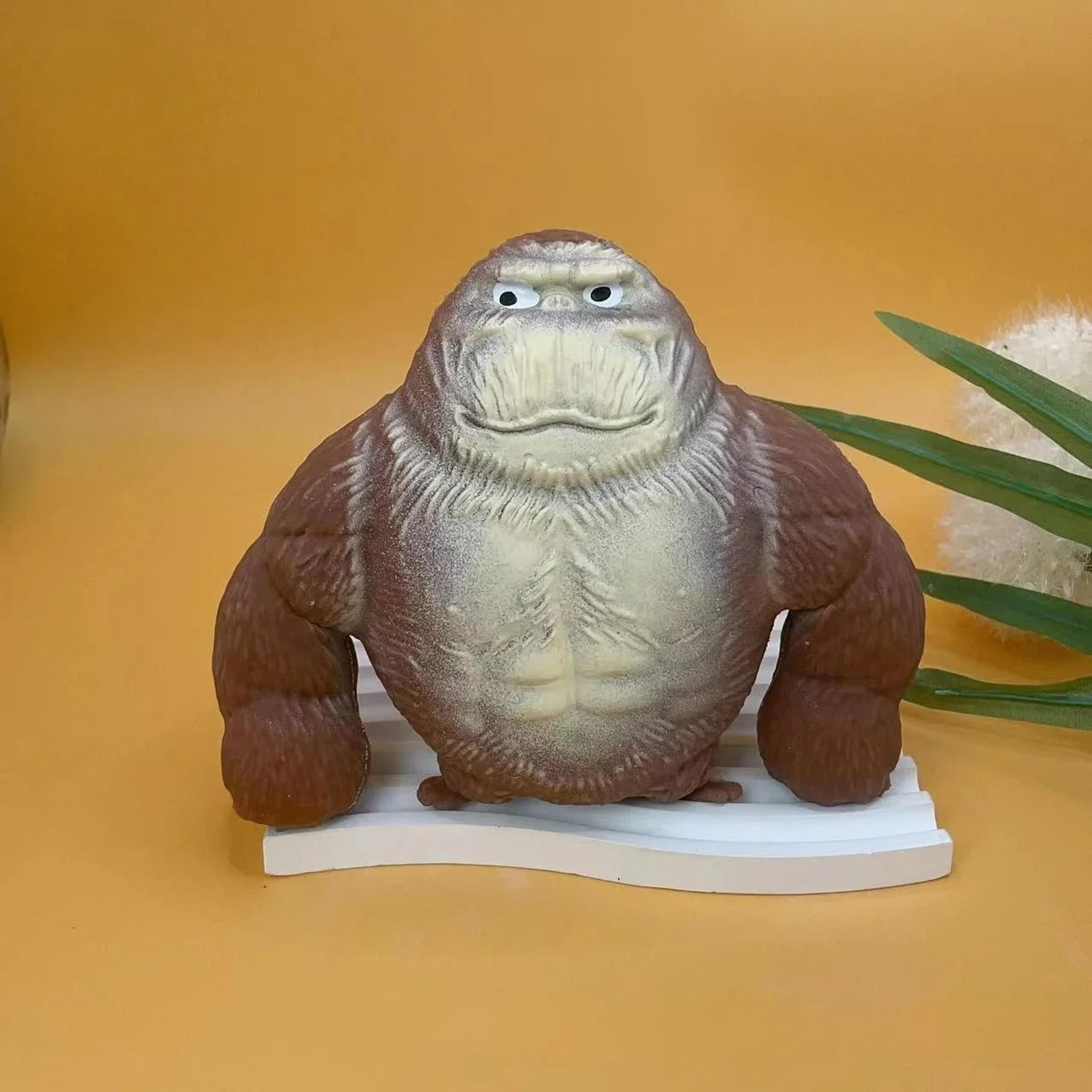 Stretchable Gorilla Figurine  Humorous Expression Monkey Statue  Squeeze Stress Toy 6