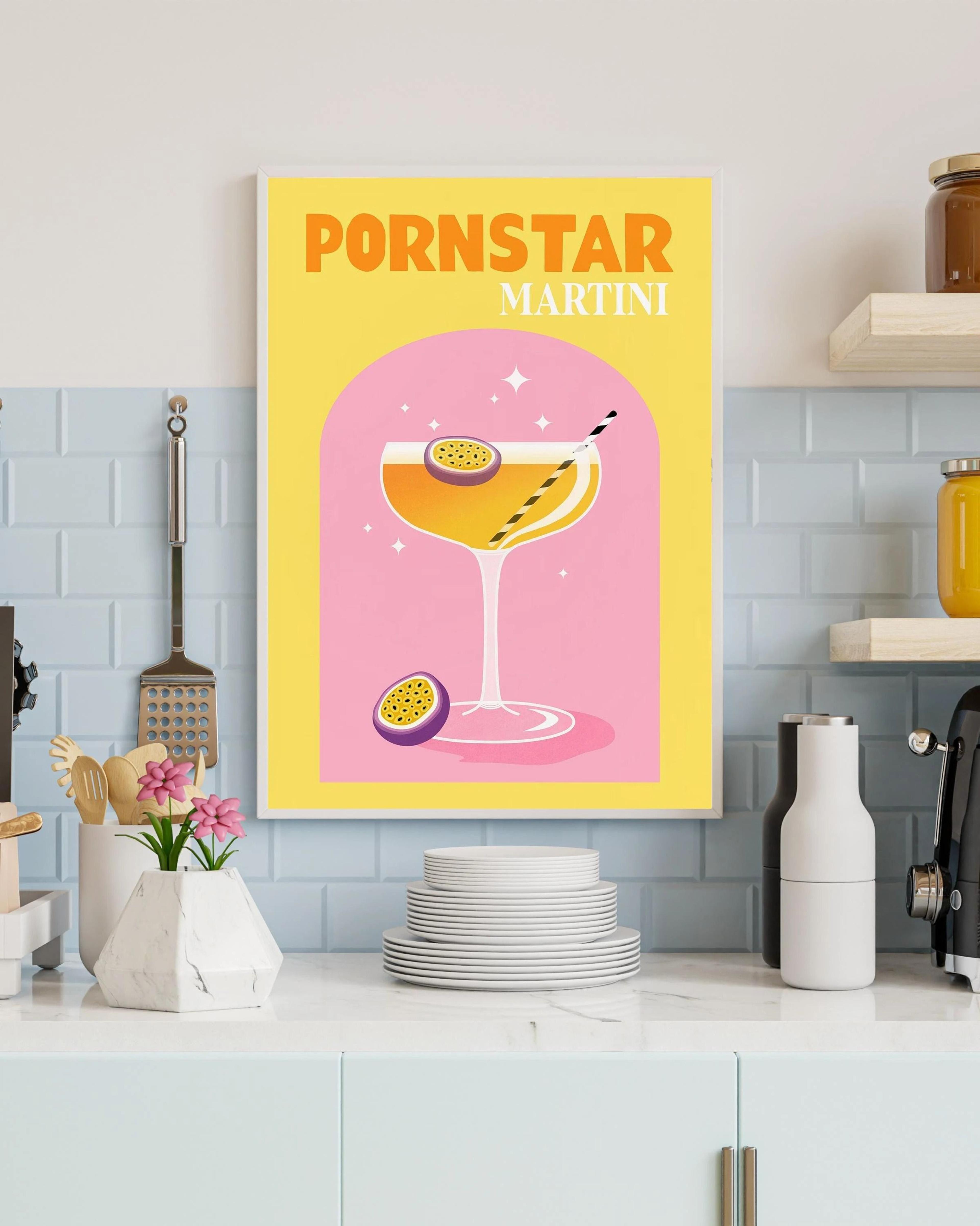 Trendy Colorful Cocktail Posters  Modern Whiskey Bar Cart Canvas Prints 3