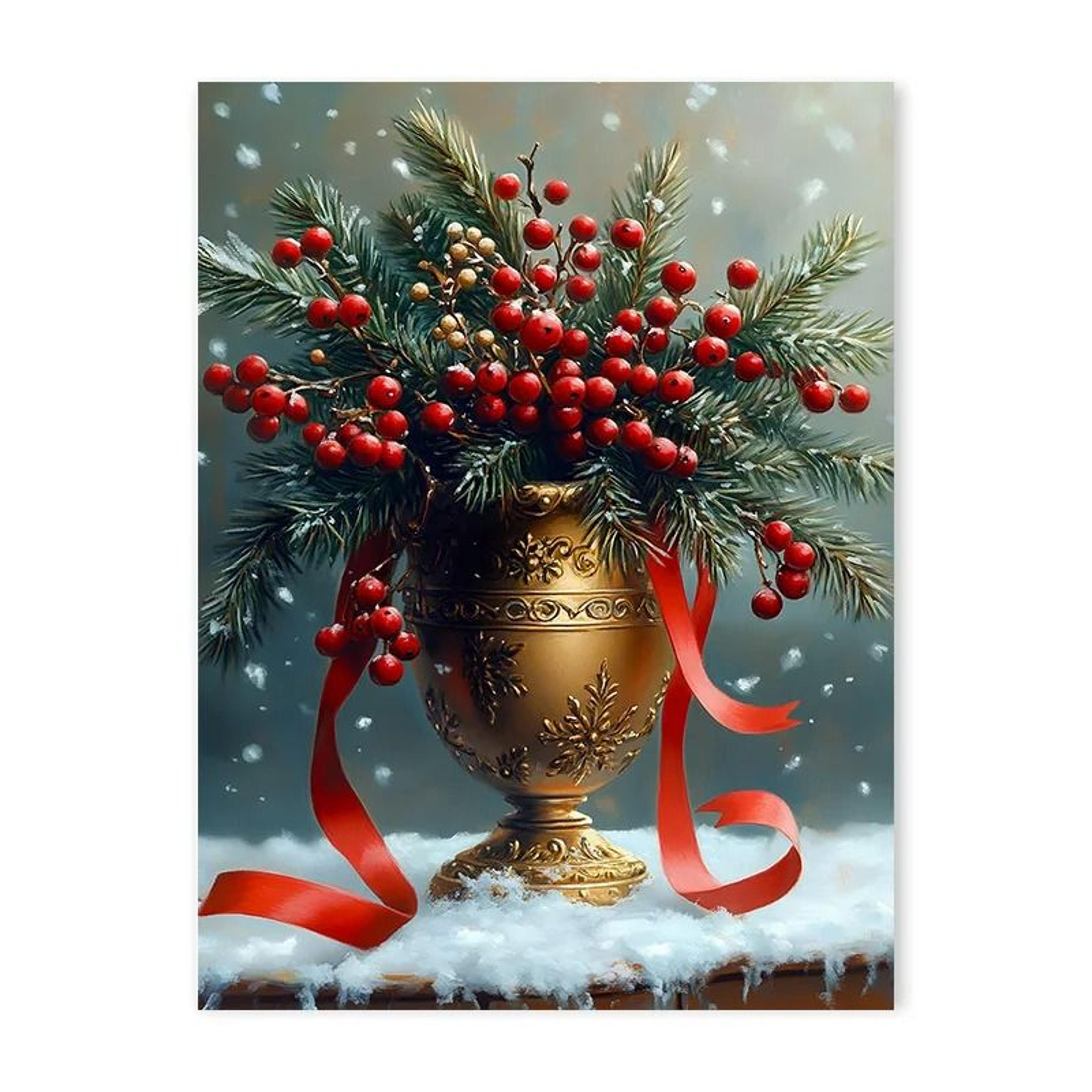 Vintage Red Truck  Winter Snow Canvas Art  Nordic Reindeer  Fireplace Holiday Decor 10