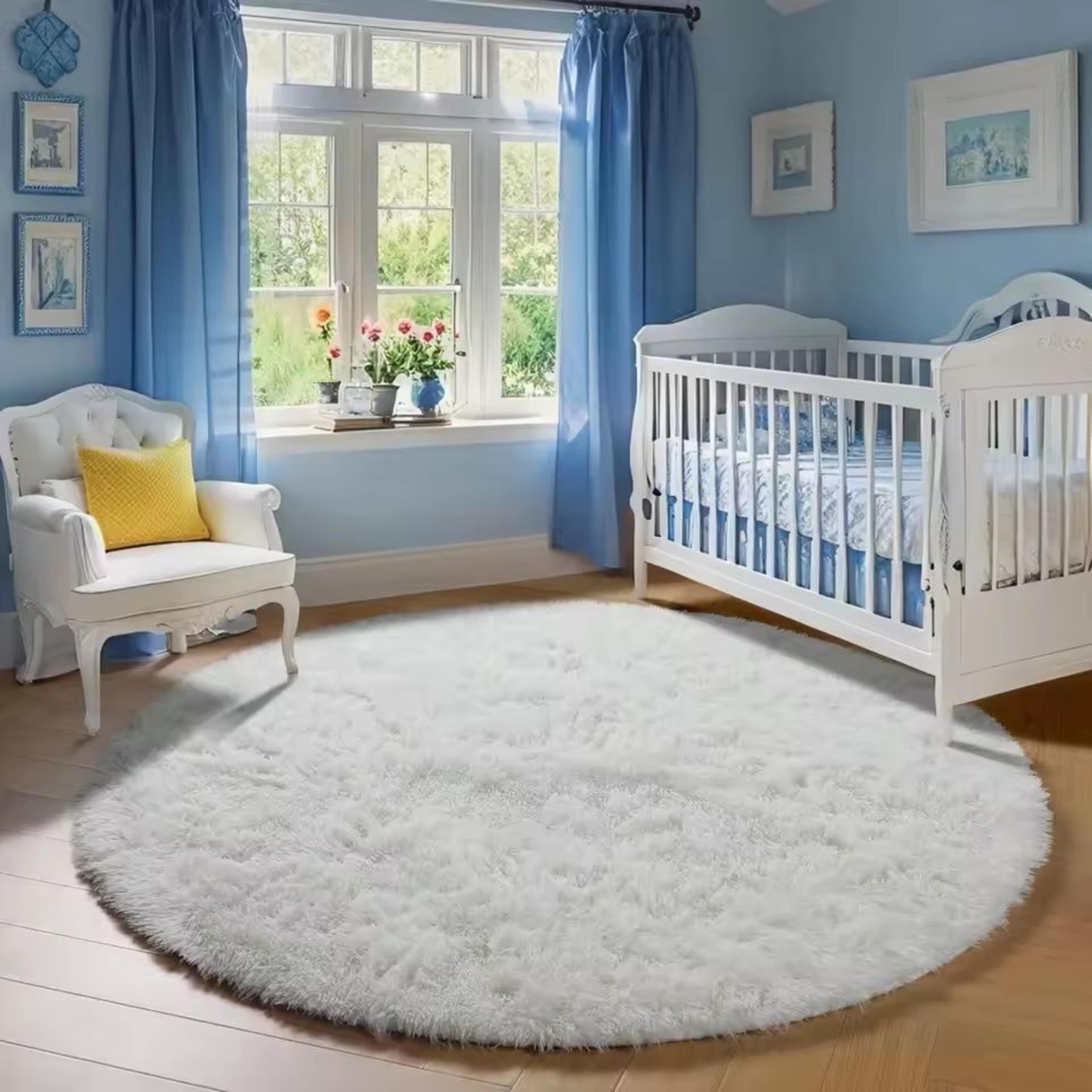 cloud-soft circular plush rug | ultra-fluffy kids' bedroom play mat & nursery decor