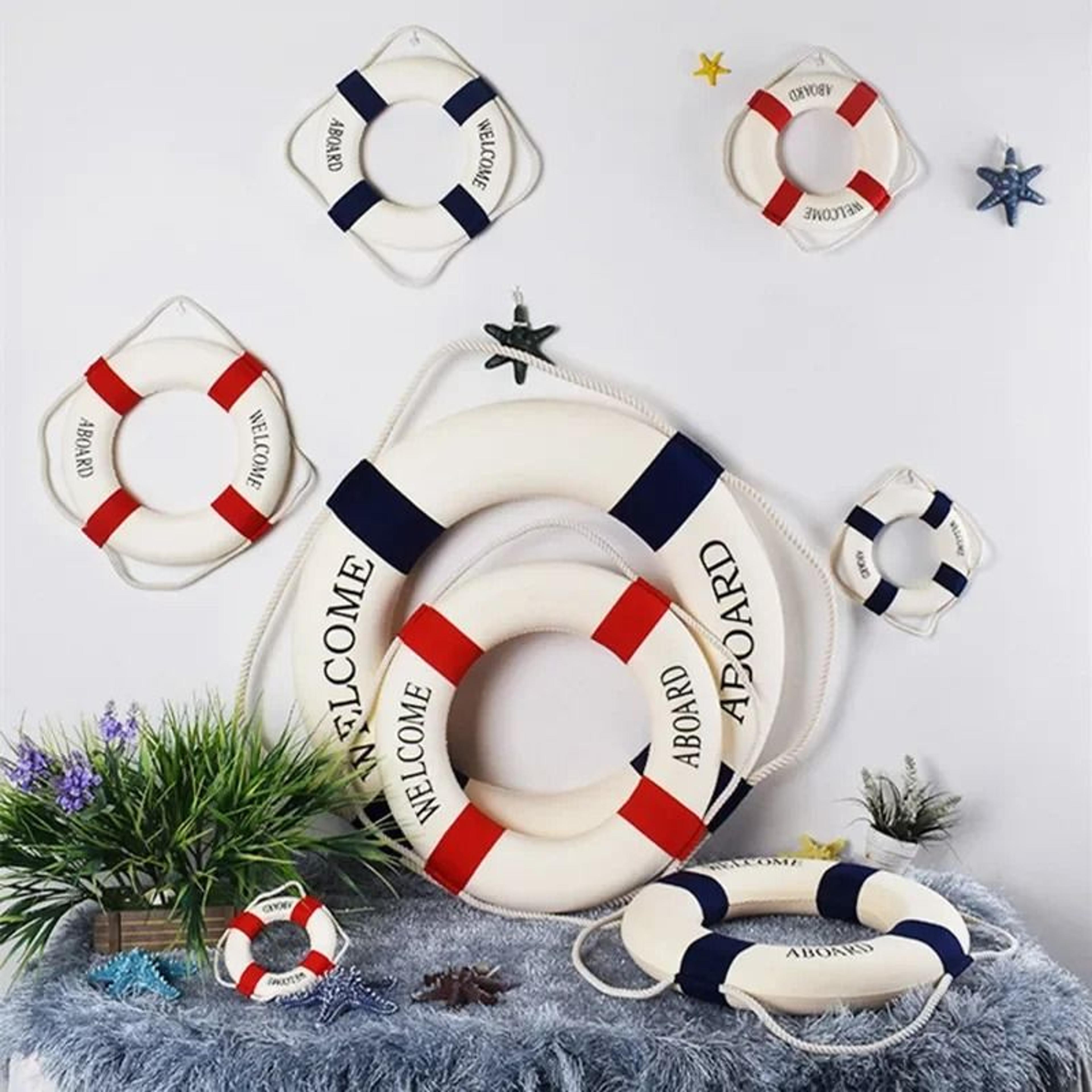 Nautical Life Buoy Wall Decor  Marine Style Welcome Hanging Charm For Beach Themes 2