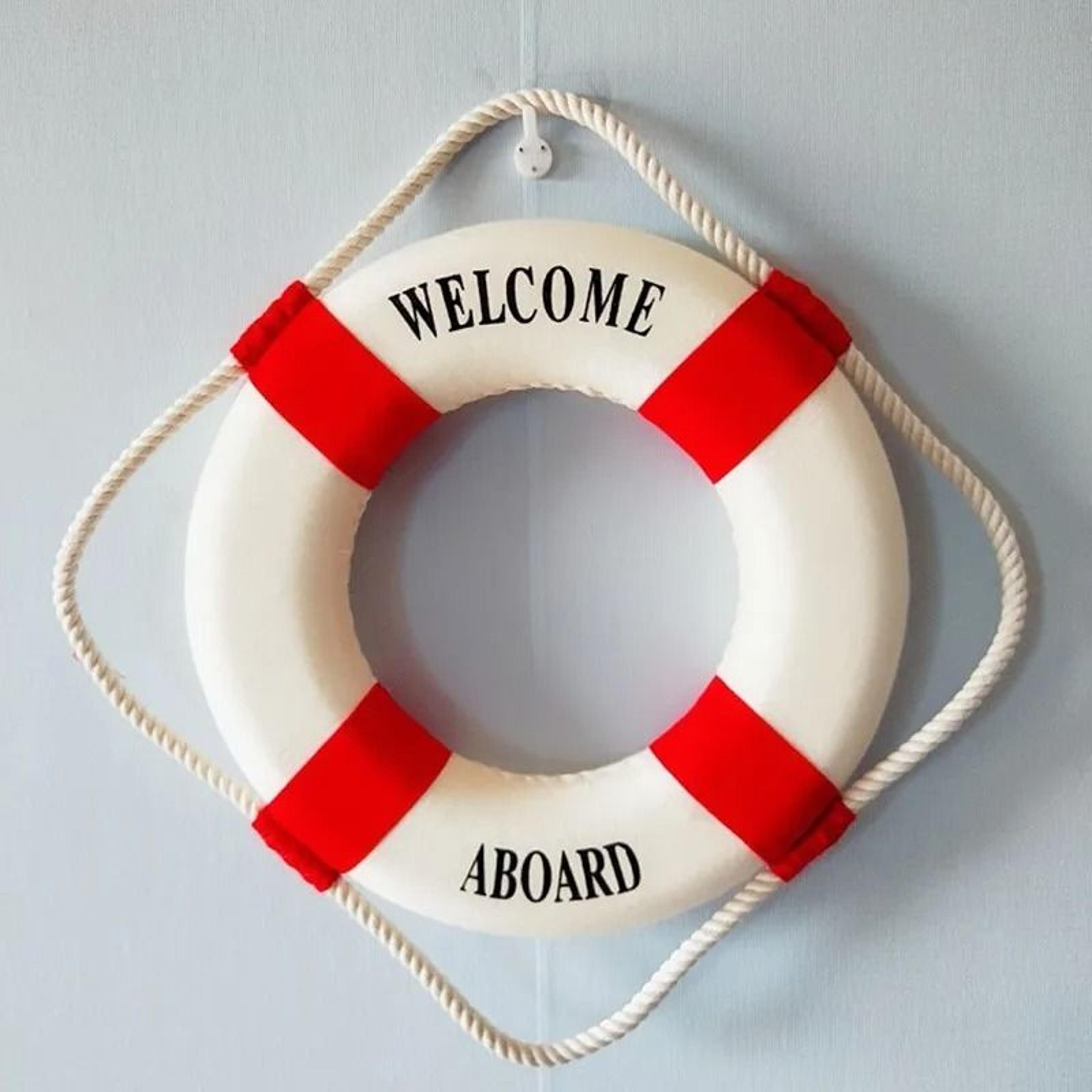 Nautical Life Buoy Wall Decor  Marine Style Welcome Hanging Charm For Beach Themes 5