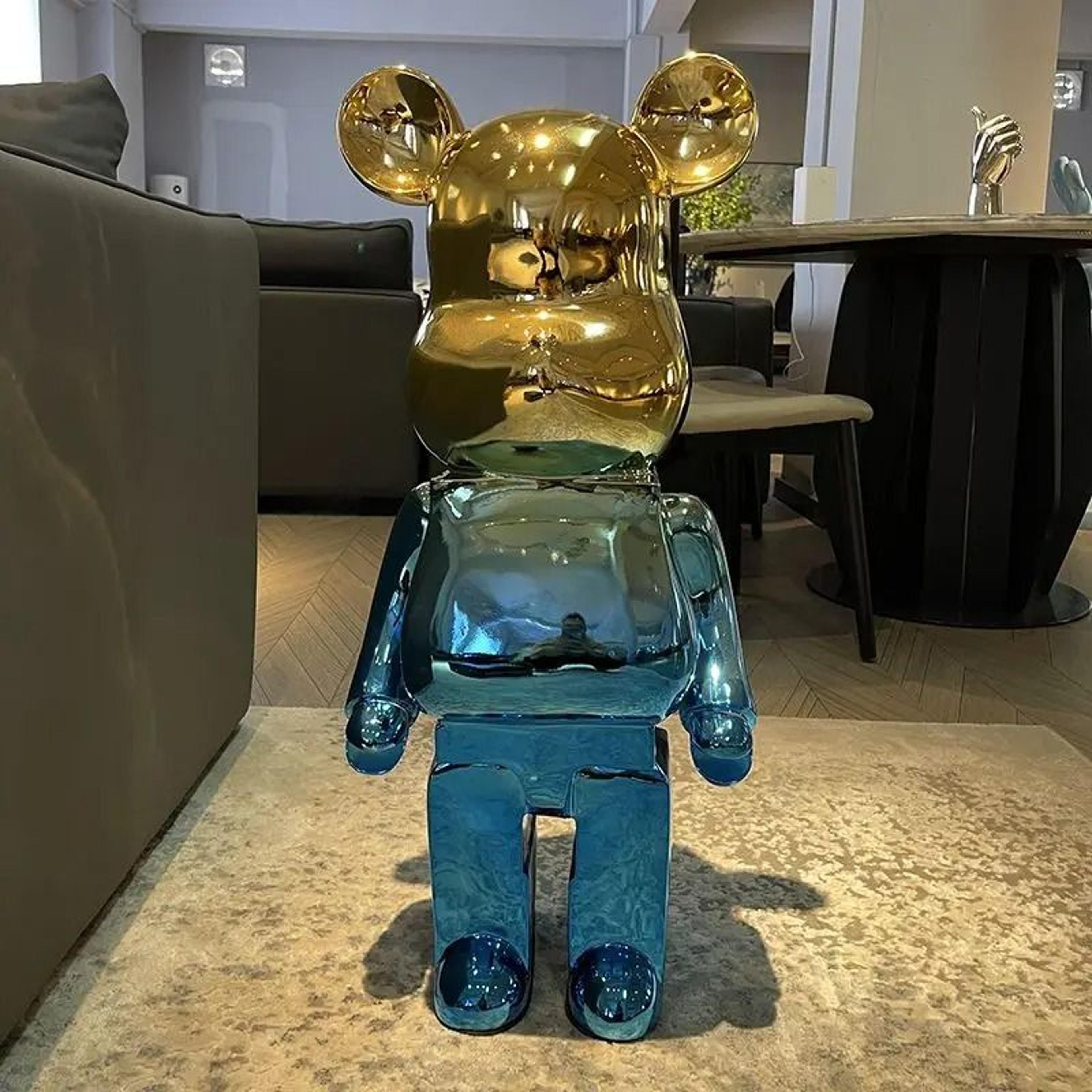 Gradient Mirror Bear Sculpture  Large Plating Violent Bear Figurine For Luxury Living Rooms 9