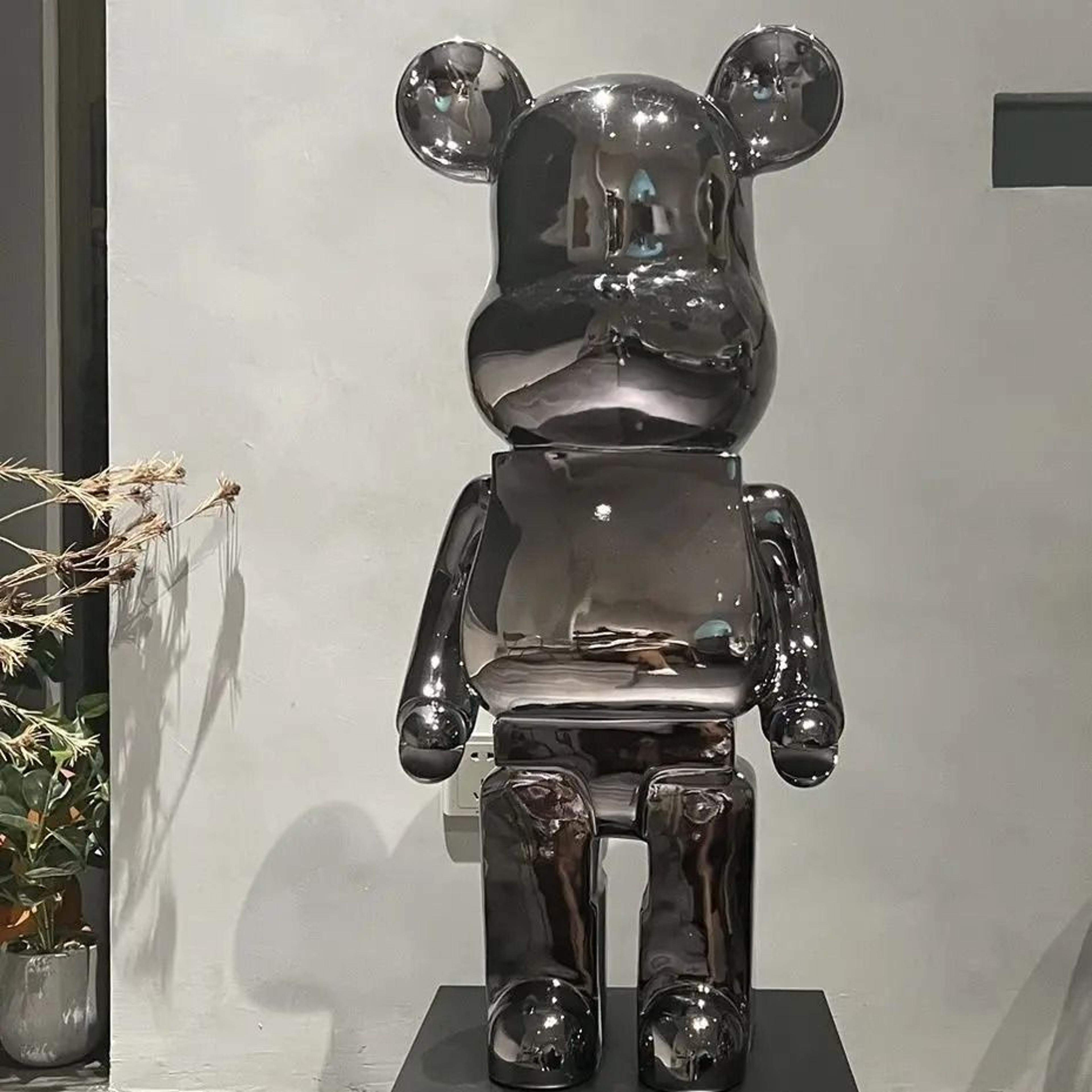 Gradient Mirror Bear Sculpture  Large Plating Violent Bear Figurine For Luxury Living Rooms 12