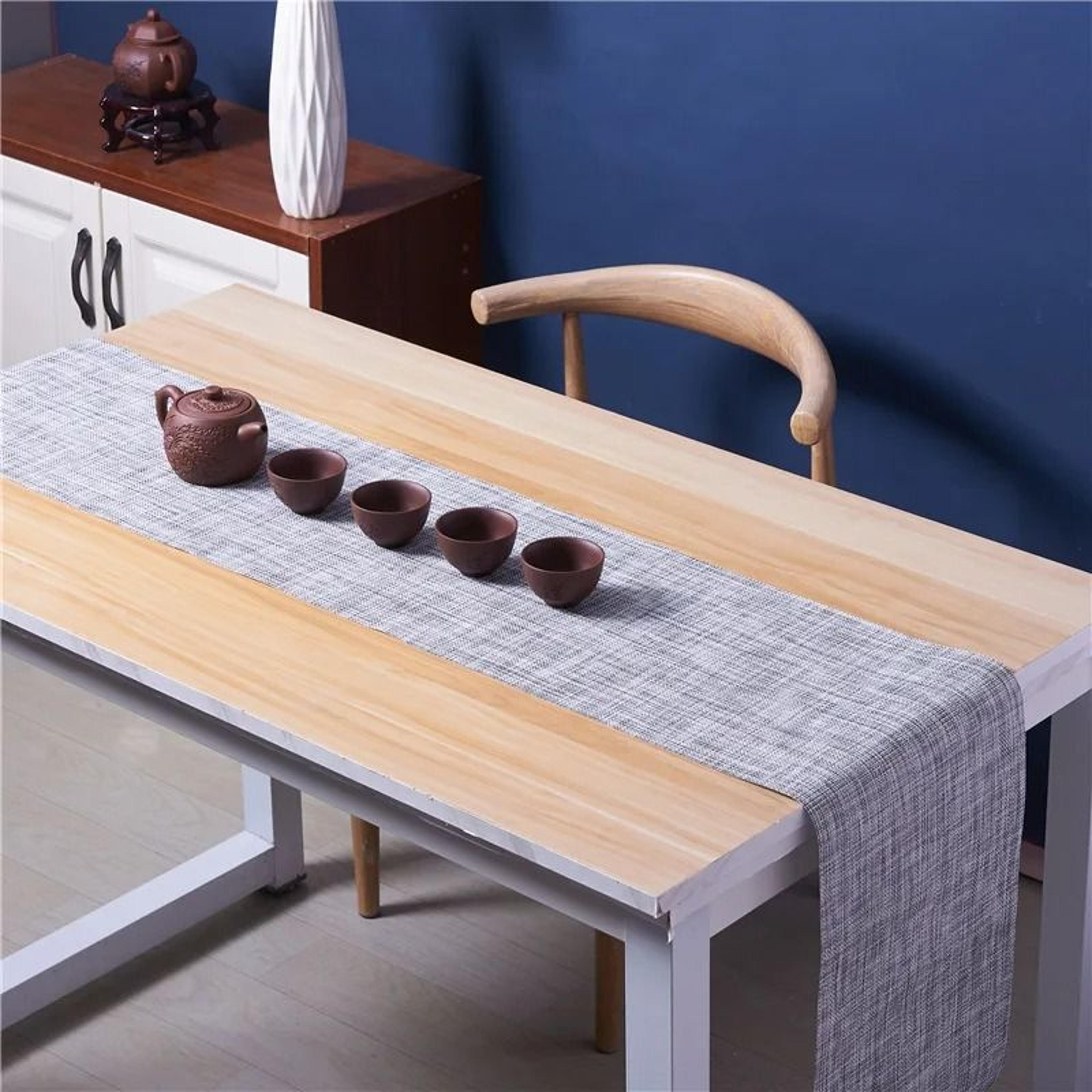Modern Woven Vinyl Table Runner  HeatResistant  NonSlip PVC Dresser Cover 7