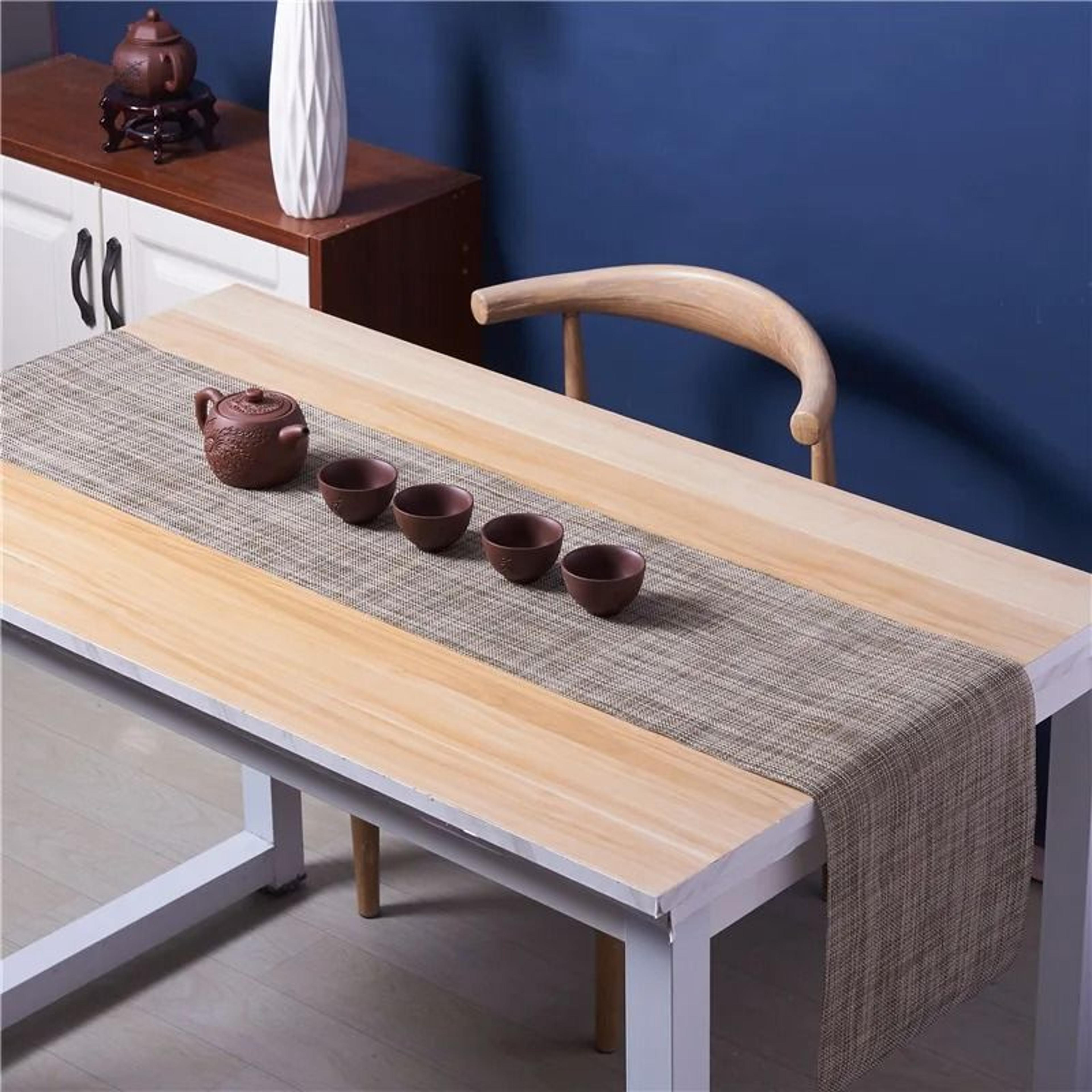 Modern Woven Vinyl Table Runner  HeatResistant  NonSlip PVC Dresser Cover 8