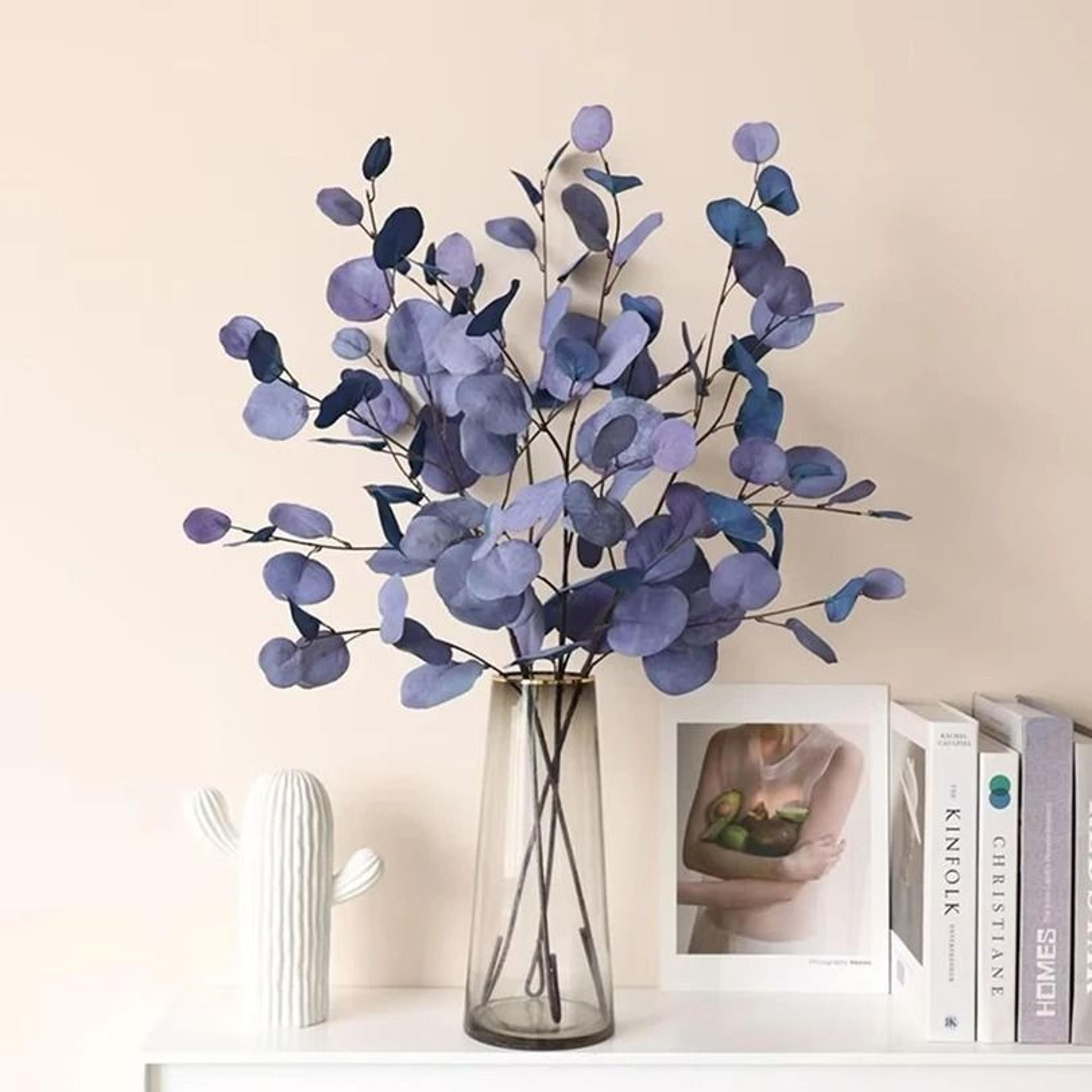 87cm Artificial Long Pole Eucalyptus  Gold  Autumn Tone Money Leaf Branch For Wedding  Modern Home  2