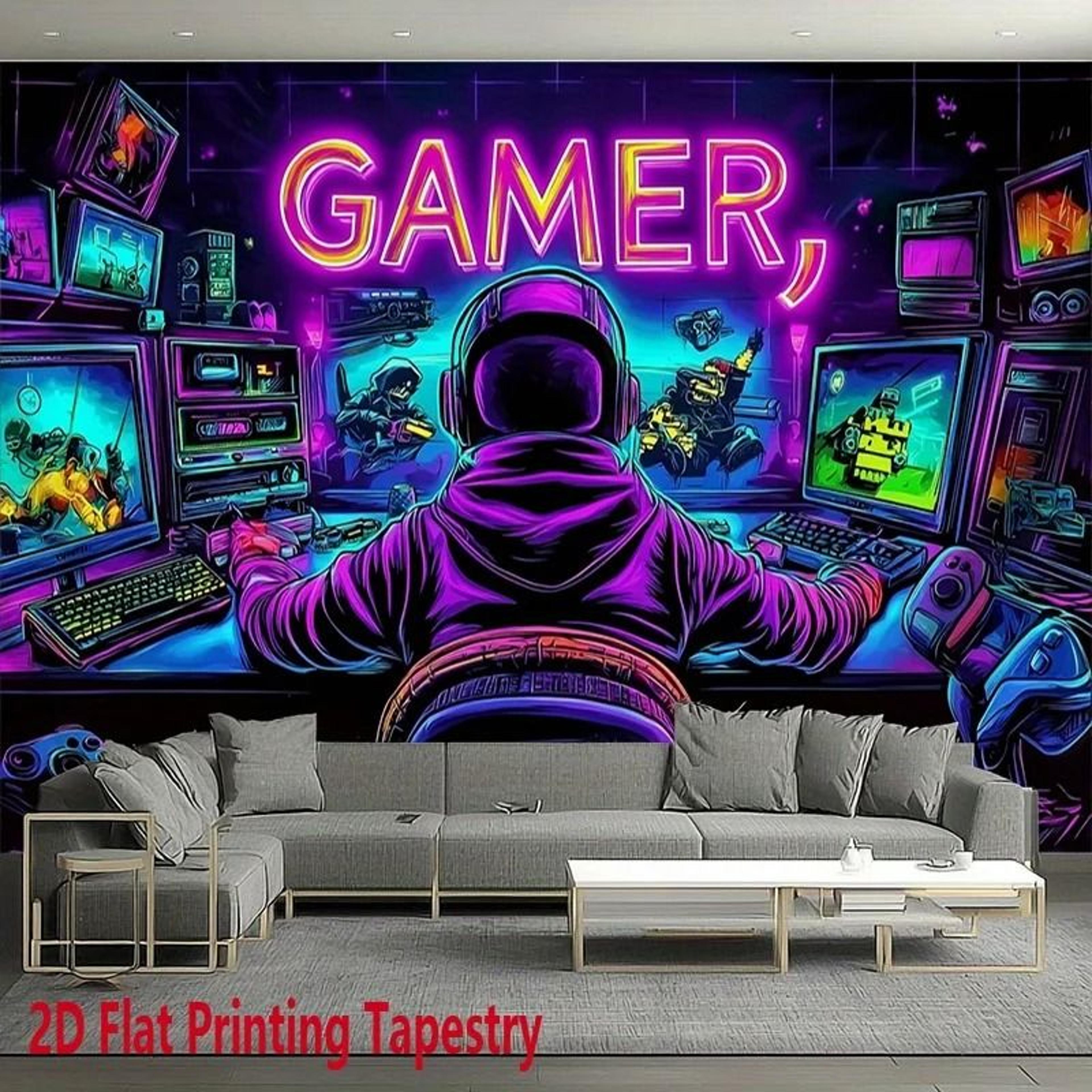 VIKAMA GAMER Fluorescent Wall Tapestry  Neon ESports Room Decor  Cyberpunk Background For Gaming  P 1