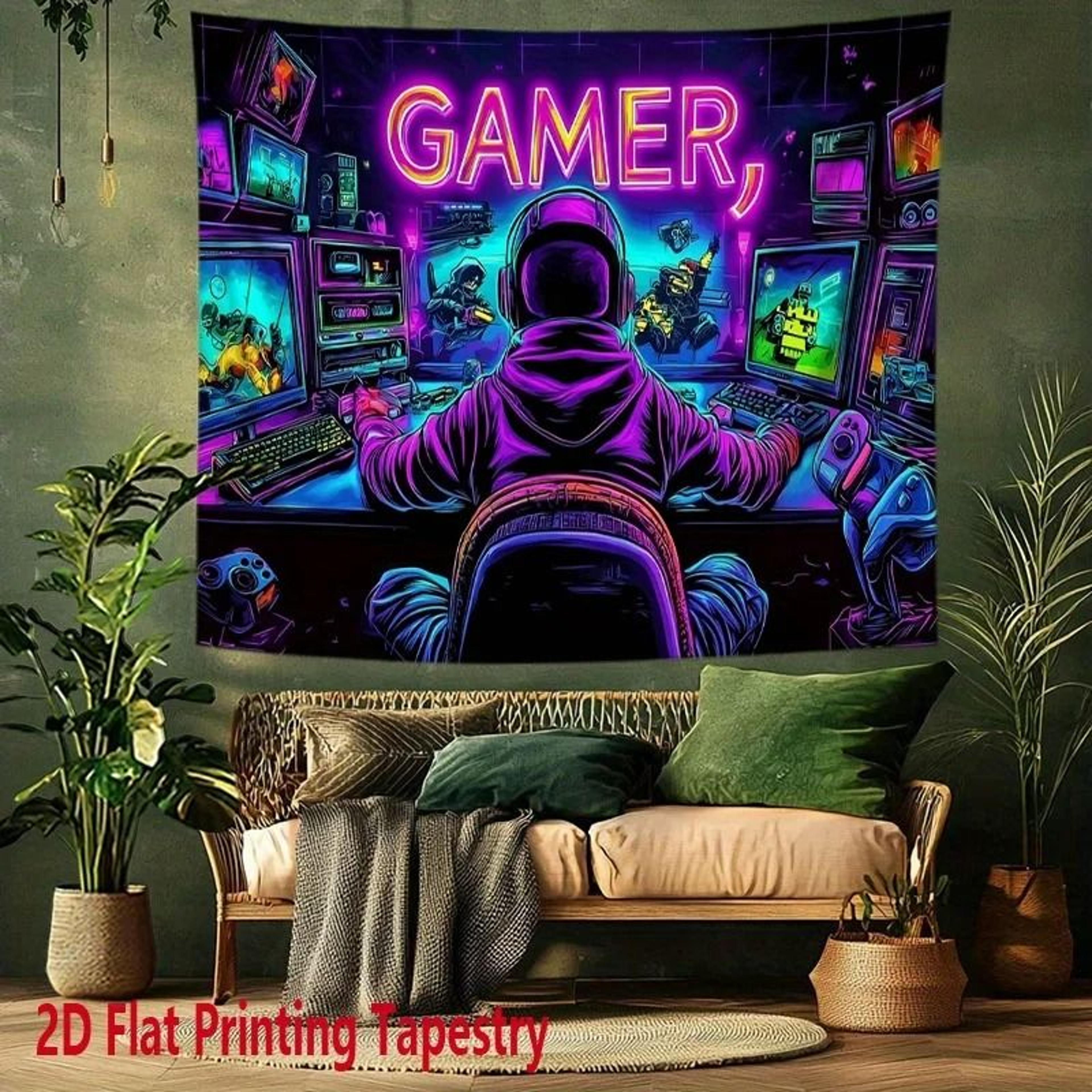 VIKAMA GAMER Fluorescent Wall Tapestry  Neon ESports Room Decor  Cyberpunk Background For Gaming  P 2