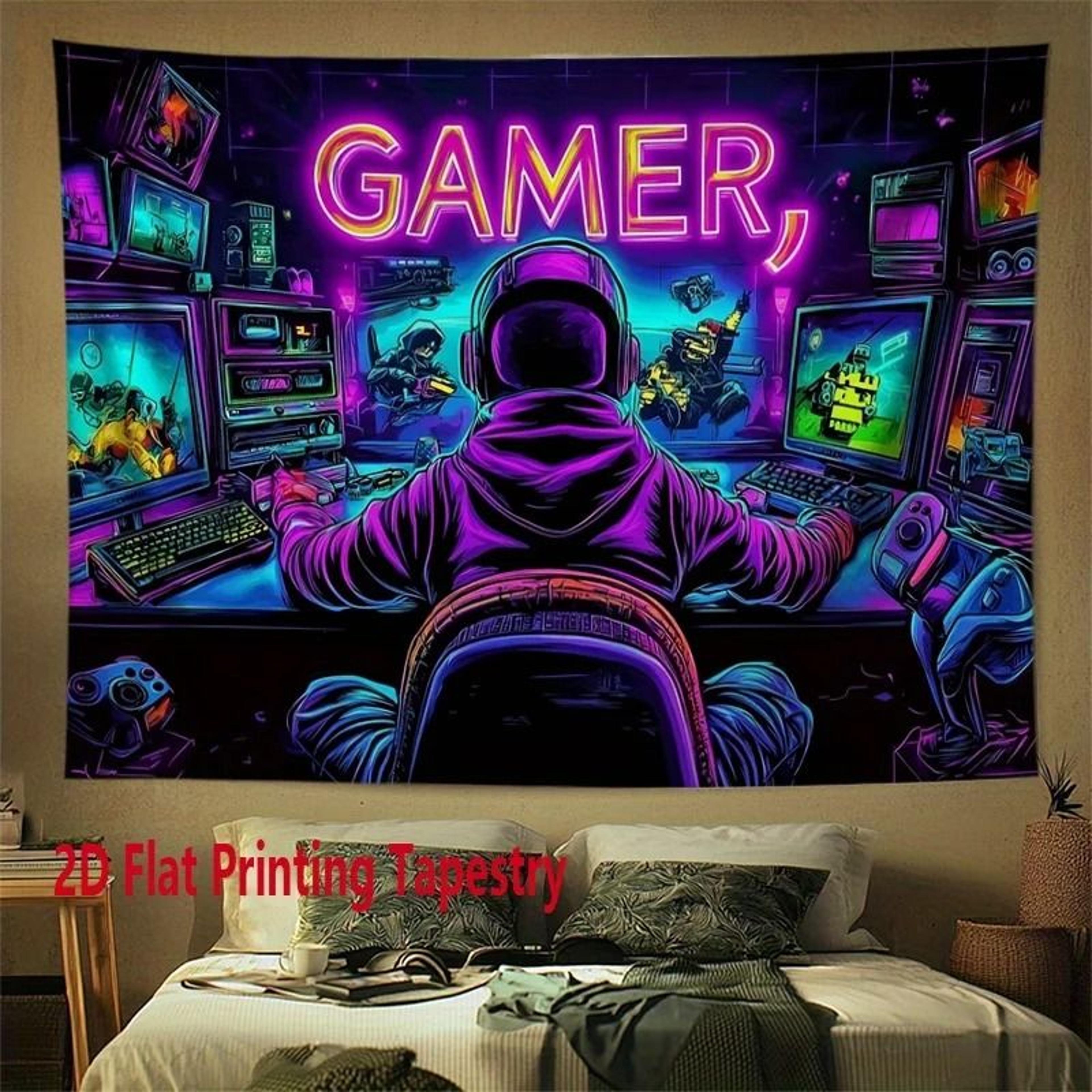 VIKAMA GAMER Fluorescent Wall Tapestry  Neon ESports Room Decor  Cyberpunk Background For Gaming  P 4