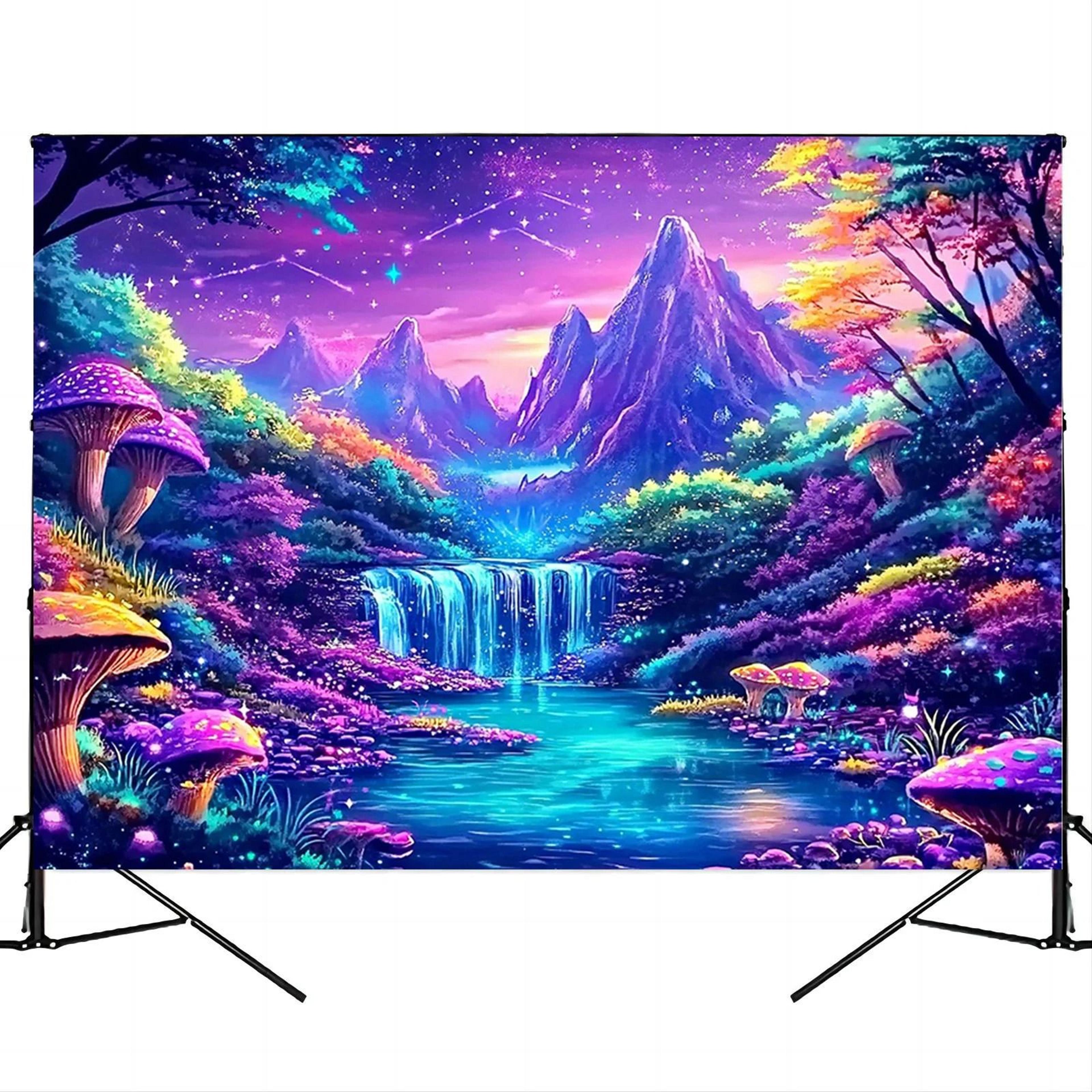 VIKAMA Fantasy Forest Glow Tapestry  Magic Mushroom Wall Hanging  Neon Decor For Bedroom Dorm  Part 3
