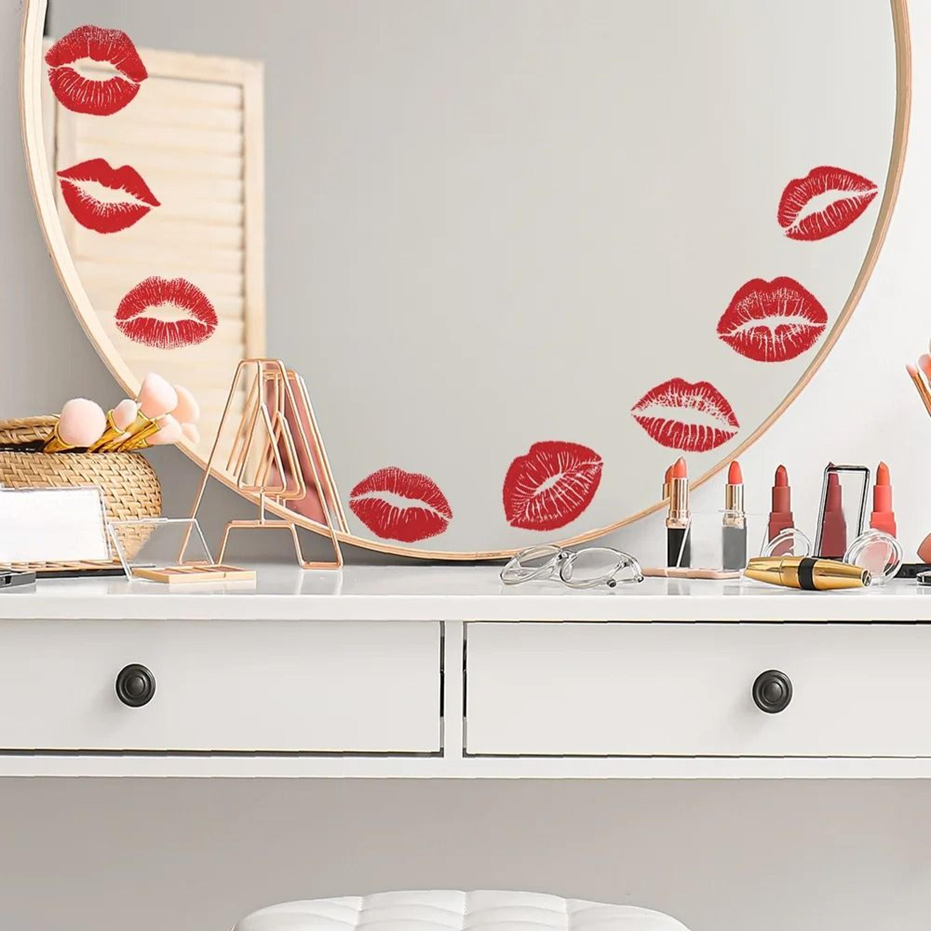 Bold Red Lip Print Wall Decals  Fashion Bedroom  Bathroom Mural  SelfAdhesive Aesthetic Home Beauti 4