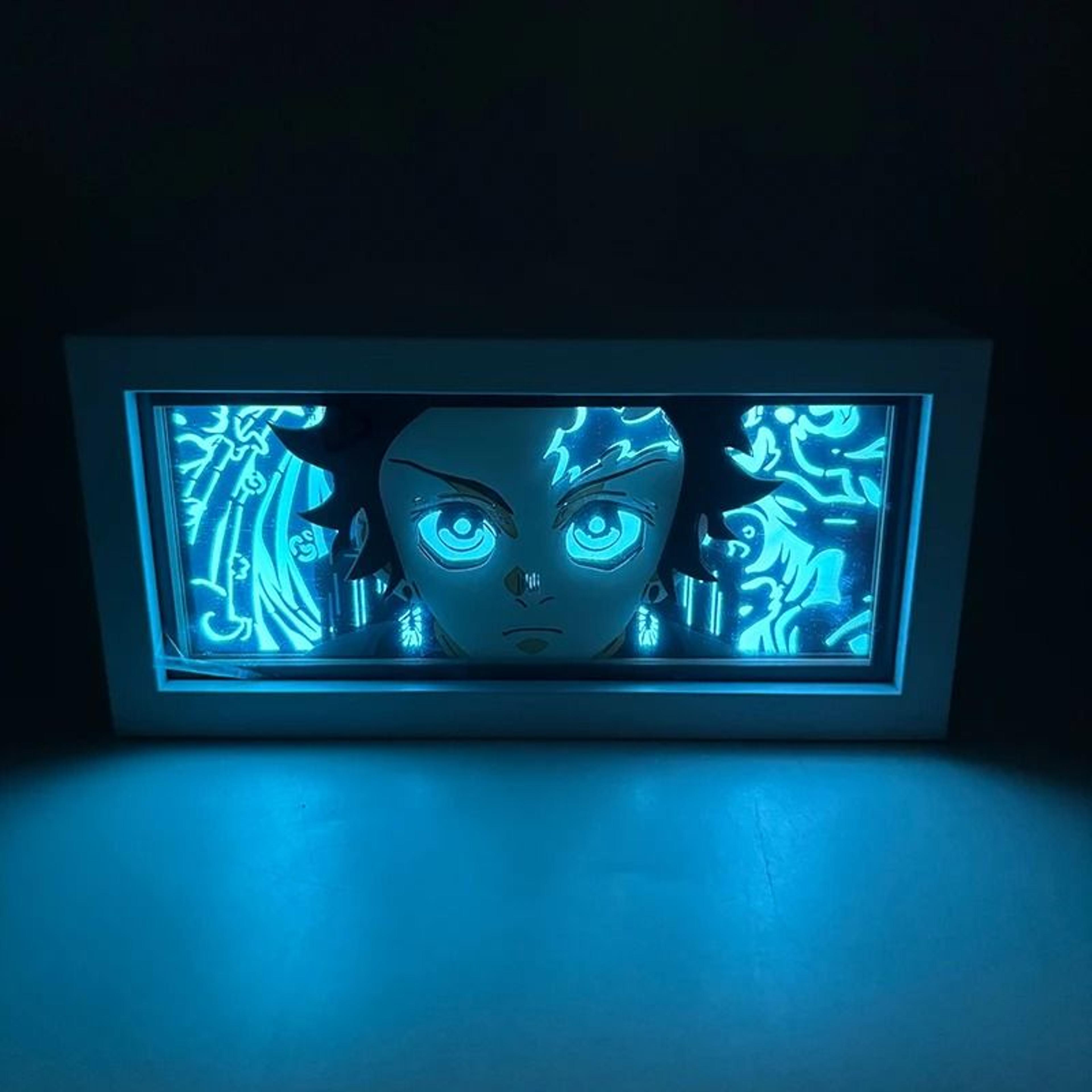 Demon Slayer 3D Anime Light Box  Kamado Tanjirou LED Papercut Night Light  Colorful Desktop Shadow  1